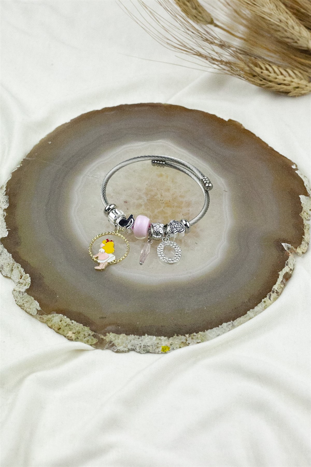 ÇELİK PANDORA MODEL BİLEKLİK TAŞLI CHARM 1544