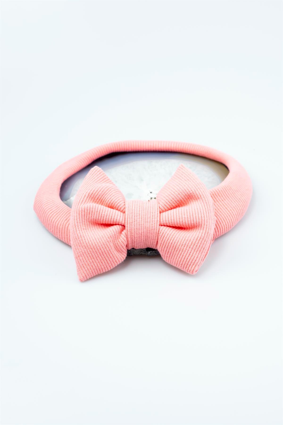 Fiyonklu Açık Pembe Renk Lastikli Bandana 4698