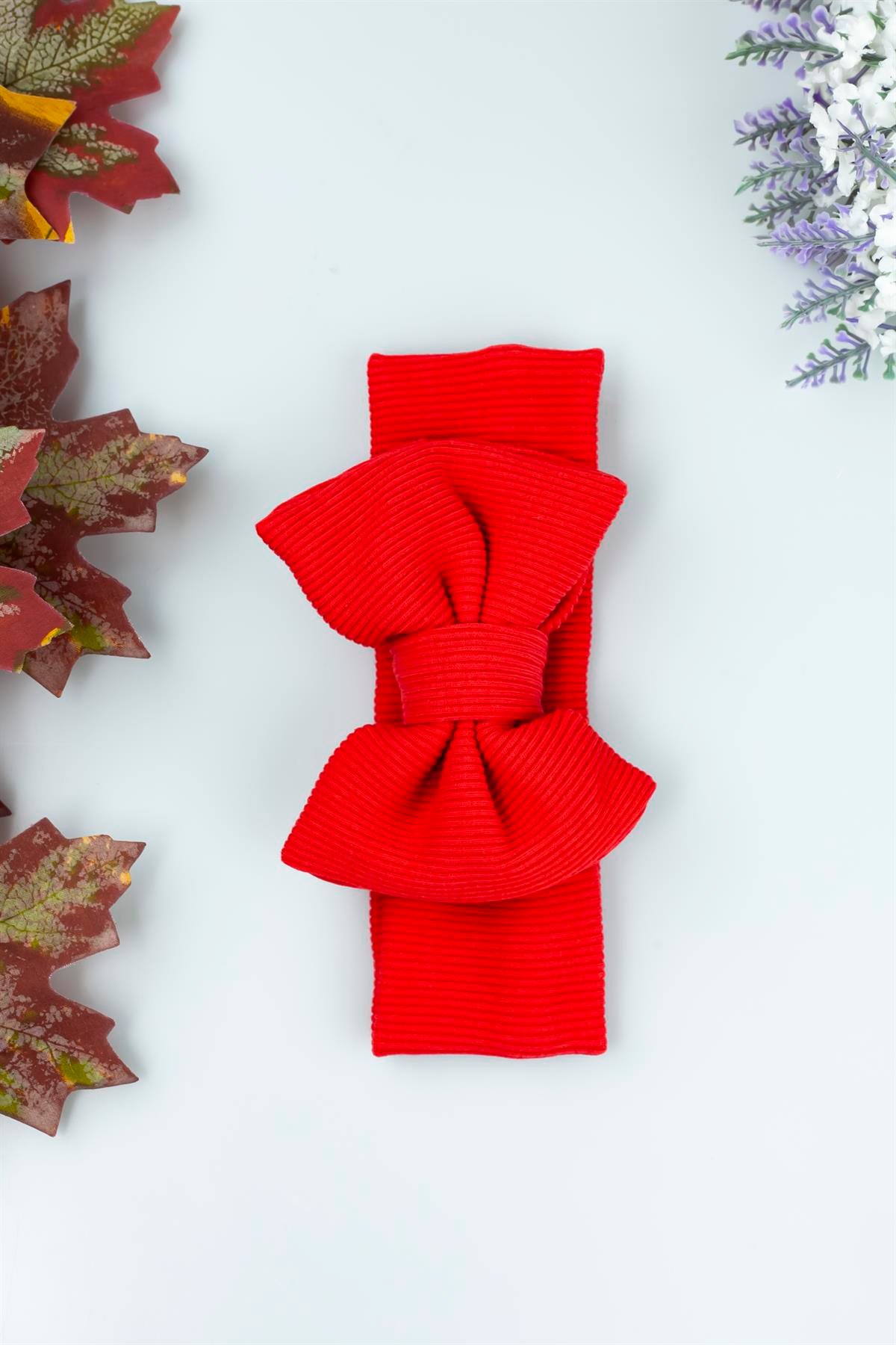 Fiyonklu Kırmızı Renk Lastikli Bandana 4700