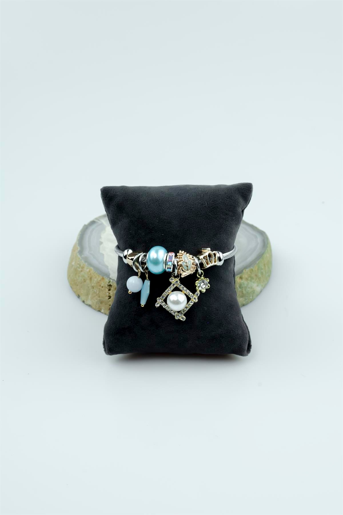 Kararmaz Çelik Pandora Model Bileklik İnci Charm 5222