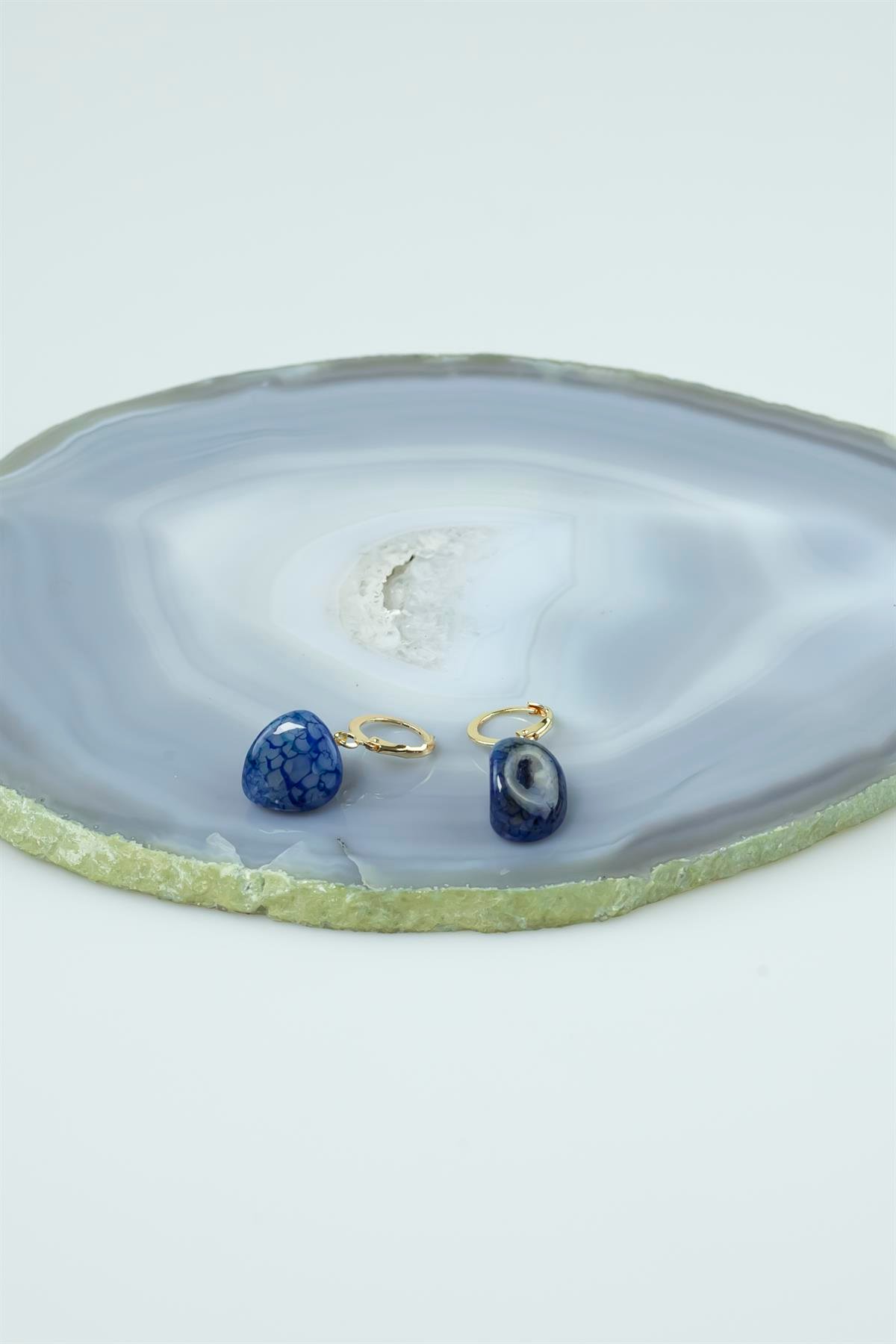 Lapis Lazuli Taşı Doğal Taş Küpe 3311