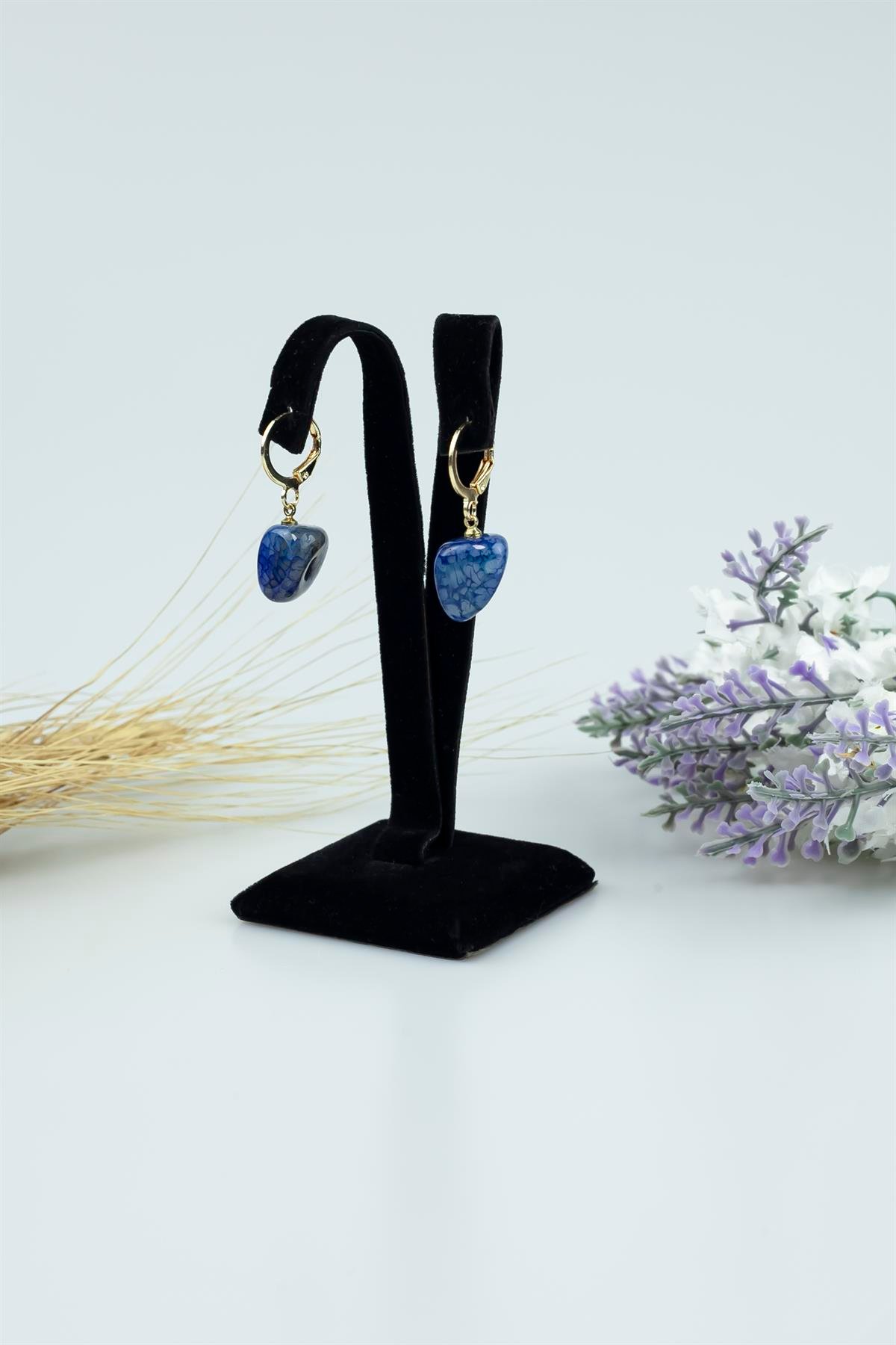 Lapis Lazuli Taşı Doğal Taş Küpe 3311