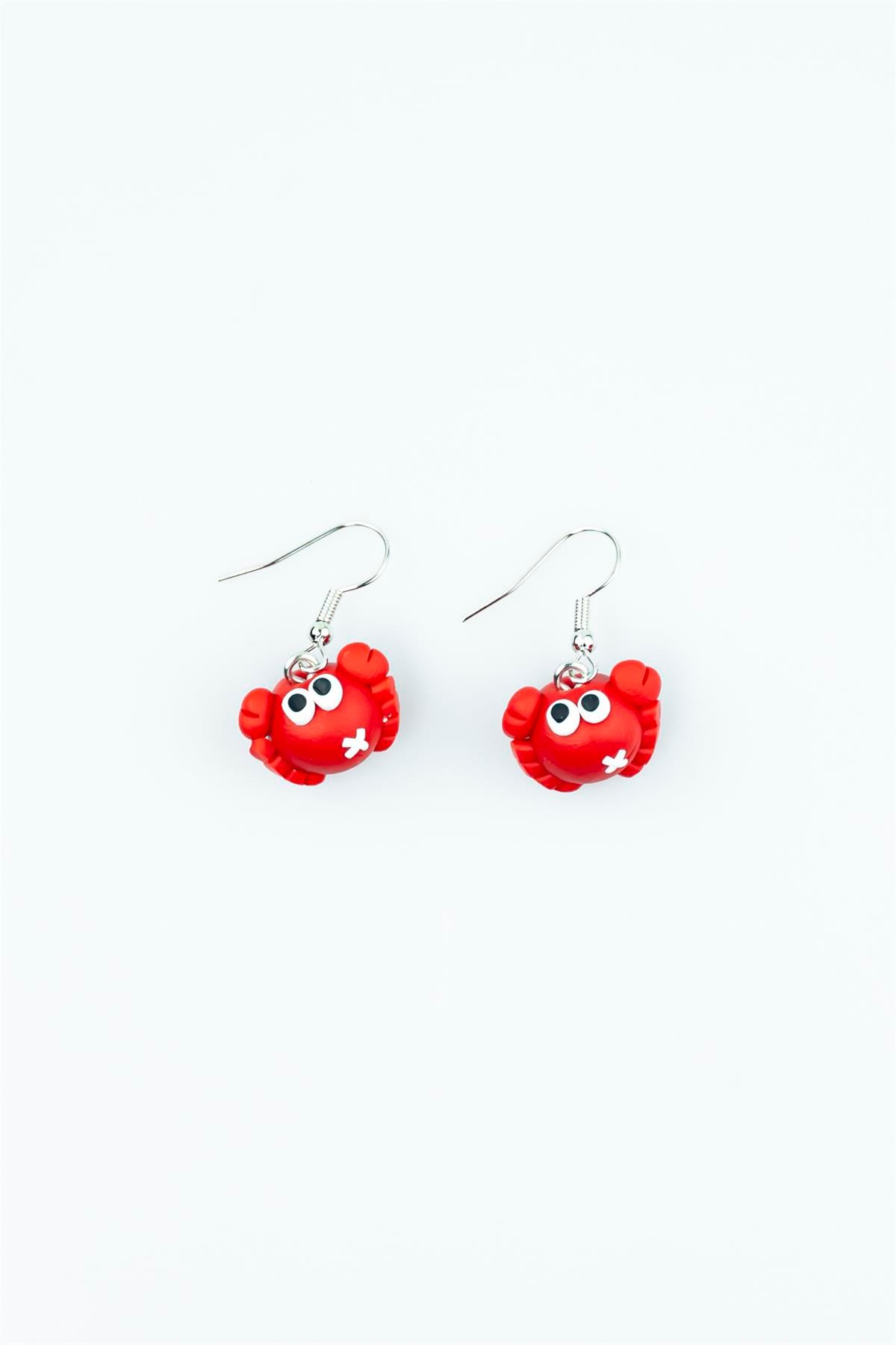 Minik Yengeç Figürlü BFF Küpe 4602