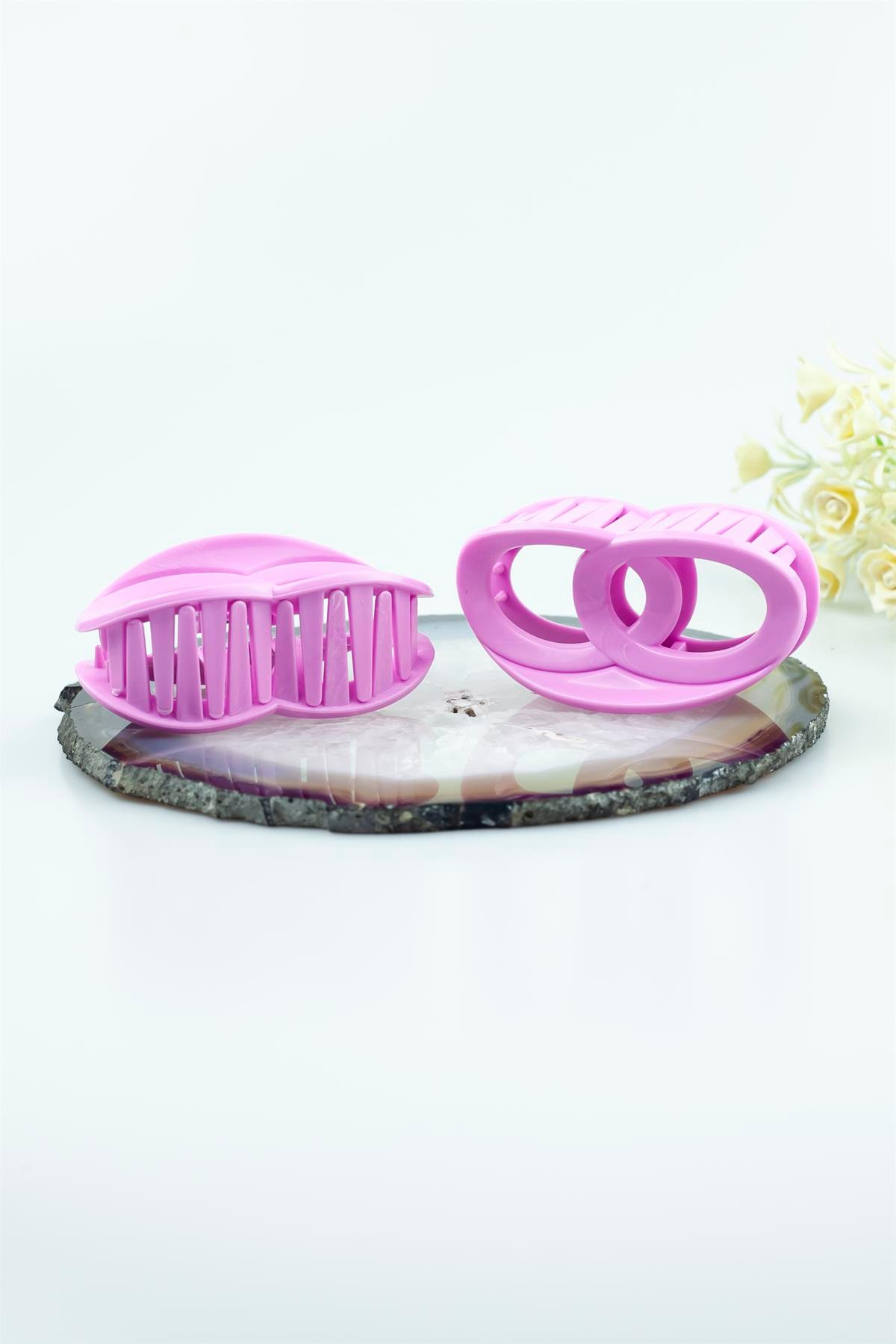 Pembe Renk Halkalı Model Kıskaçlı Toka  4579