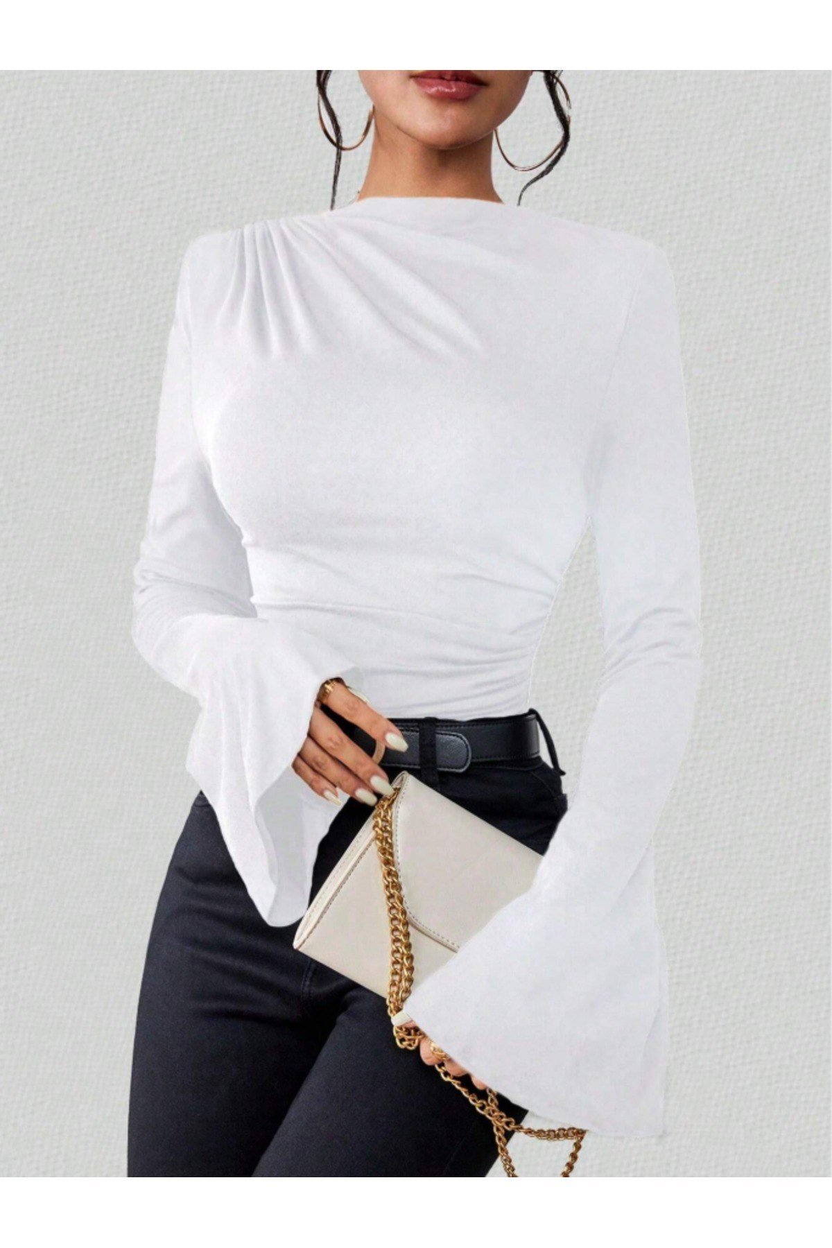 BLUE STREETT-shirtKDBS2225R04Kadın Volan Kollu t-shirt / bluz