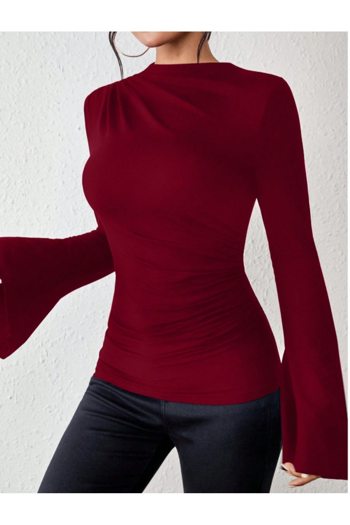 BLUE STREETT-shirtKDBS2225R04Kadın Volan Kollu t-shirt / bluz