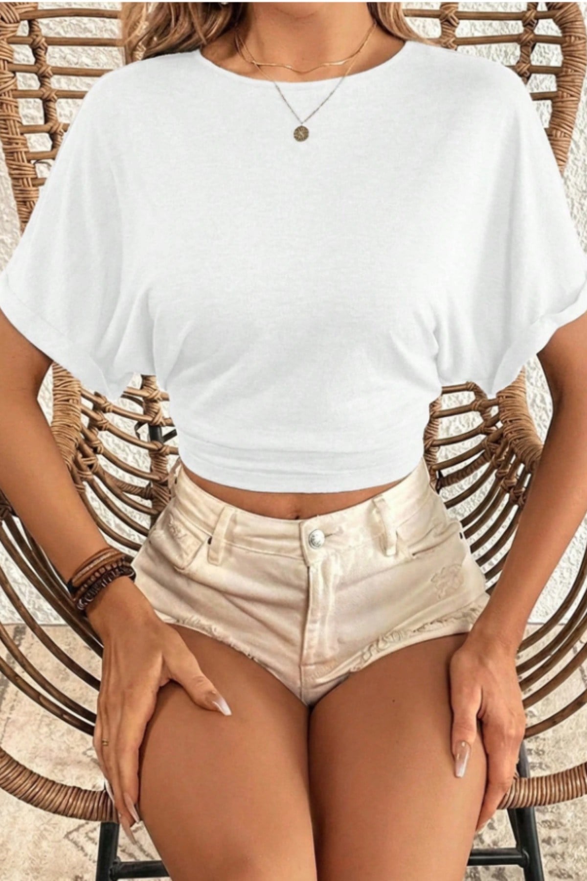 COOL TARZT-shirtBLZ-SS25-047-Siyah-SSırt Dekolteli Bağlama Detaylı Yazlık Kadın T-Shirt Bluz