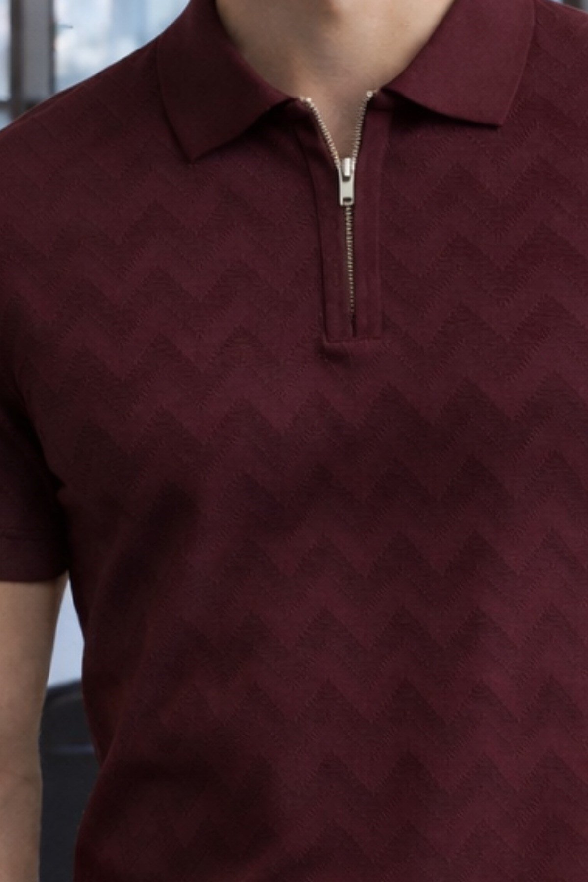 TARZ COOL T-ShirtTRZ-FRM-TRK-0001R06-MErkek Slim Fit Fermuarlı Polo Yaka Triko Tişört