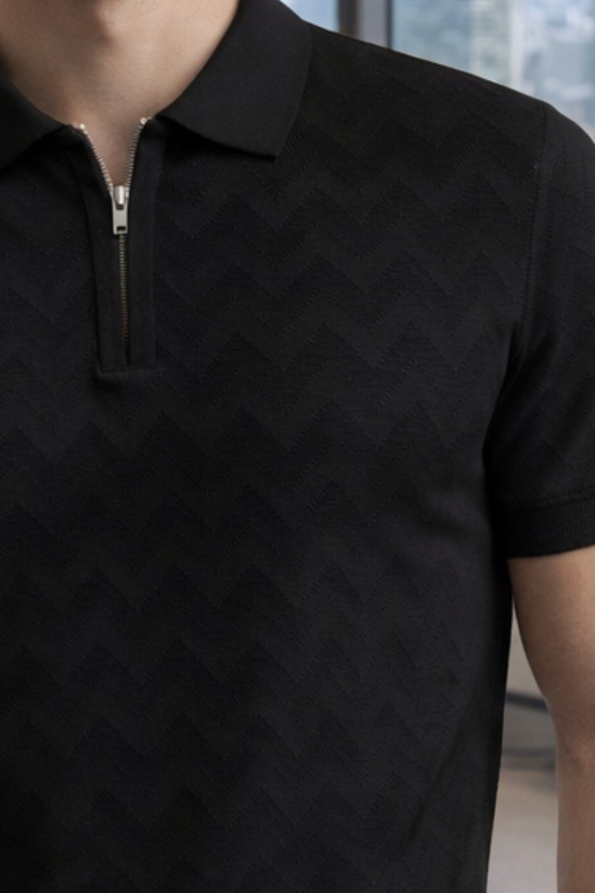 TARZ COOL T-ShirtTRZ-FRM-TRK-0001R06-MErkek Slim Fit Fermuarlı Polo Yaka Triko Tişört