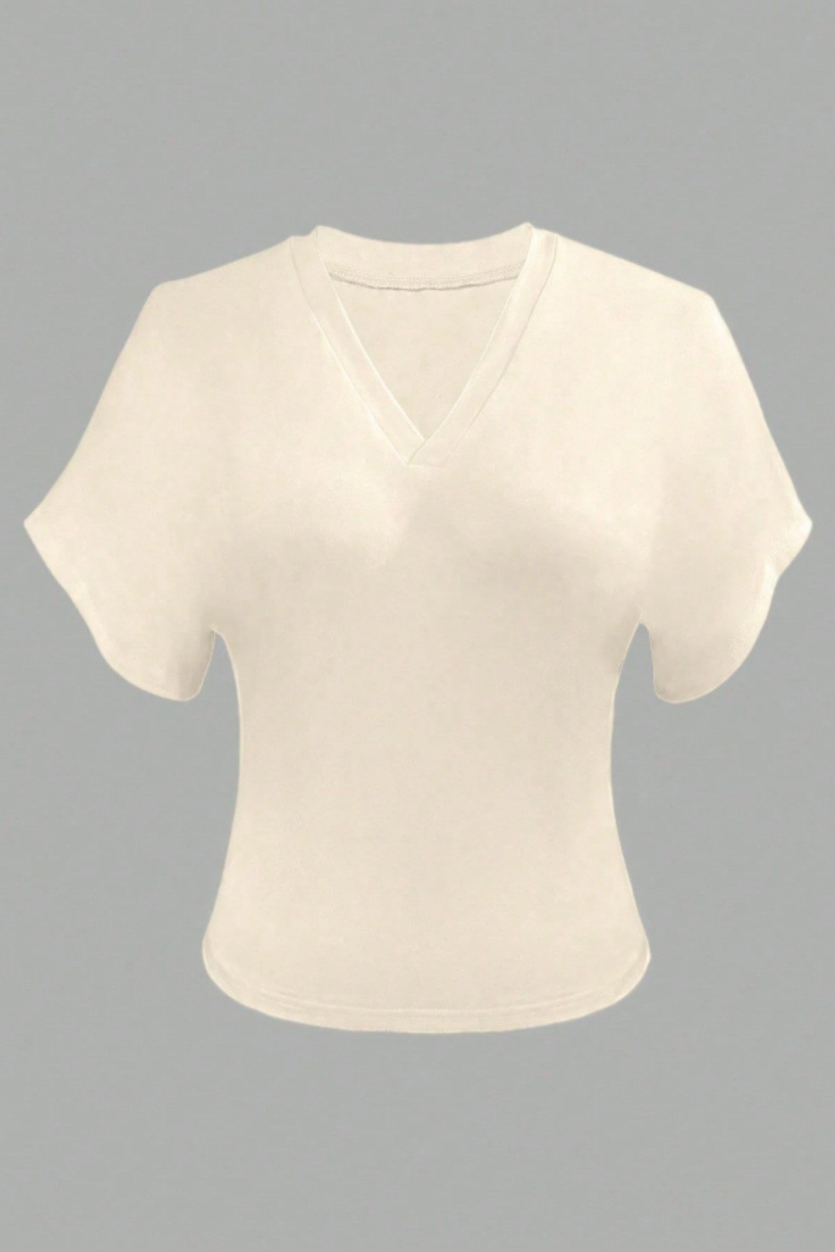 Tarz CoolCropTC-KBL-260-Beyaz-XLKadın Beyaz V Yaka Drape Detaylı Crop Bluz – Rahat Kalıp Şık Günlük Üst