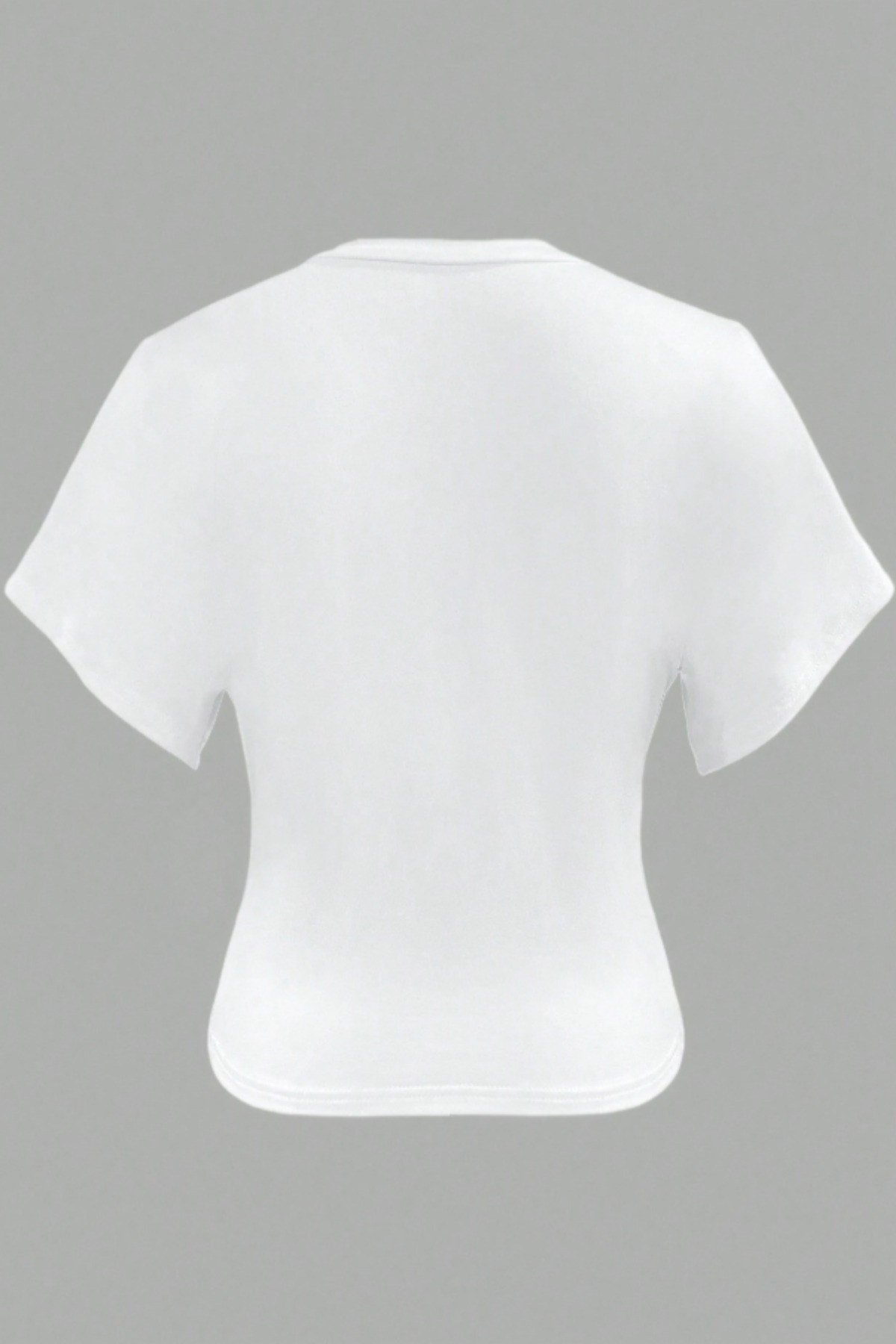 Tarz CoolCropTC-KBL-260-Beyaz-XLKadın Beyaz V Yaka Drape Detaylı Crop Bluz – Rahat Kalıp Şık Günlük Üst