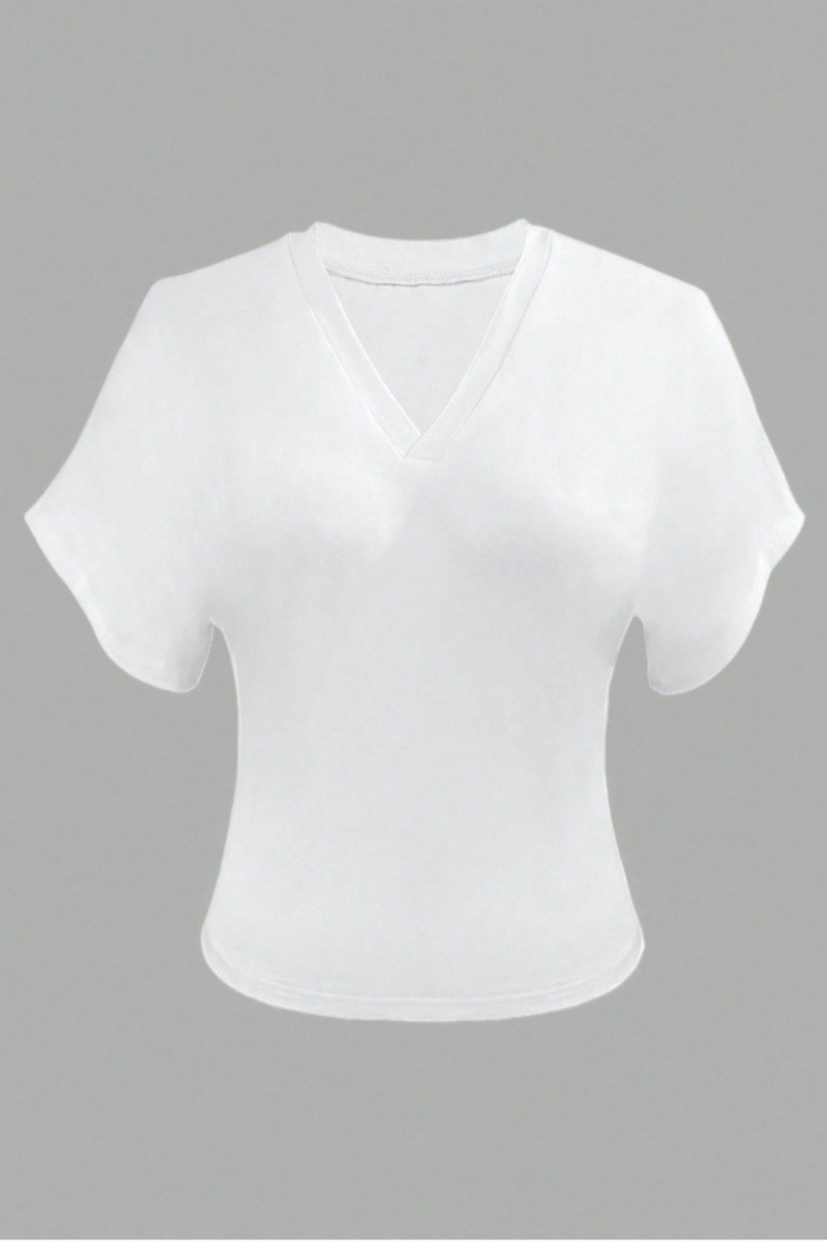 Tarz CoolCropTC-KBL-260-Beyaz-XLKadın Beyaz V Yaka Drape Detaylı Crop Bluz – Rahat Kalıp Şık Günlük Üst