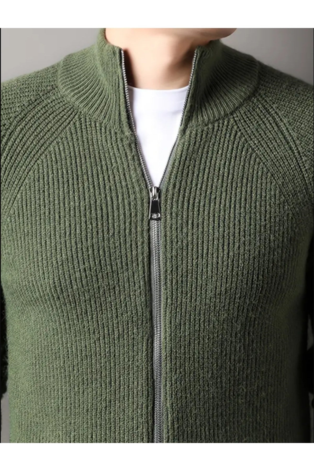 Tarz CoolHırkaHRK19197R10Erkek Dik Yaka Fermuarlı Slim Fit Triko Hırka