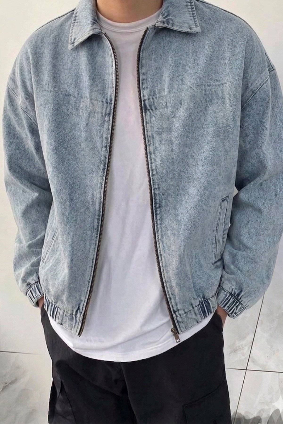 Tarz CoolMontBMBR-CKT-026-Bej-2XLErkek Oversize Bomber Ceket Fermuarlı Basic Günlük Şık Mont