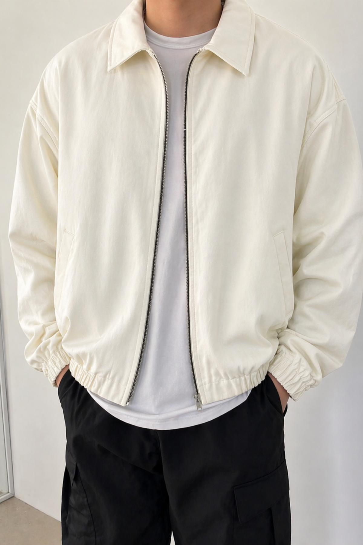 Tarz CoolMontBMBR-CKT-026-Bej-2XLErkek Oversize Bomber Ceket Fermuarlı Basic Günlük Şık Mont