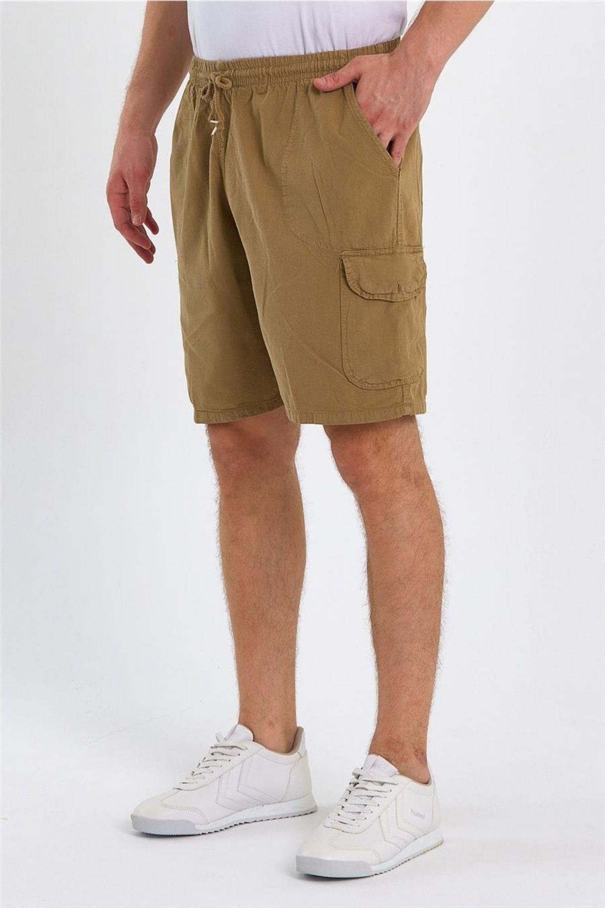 TARZ COOLŞort & BermudaCREPESRT01Erkek Siyah Kargo Cepli Regular Bağcıklı Keten Şort-crepesrt01r02s