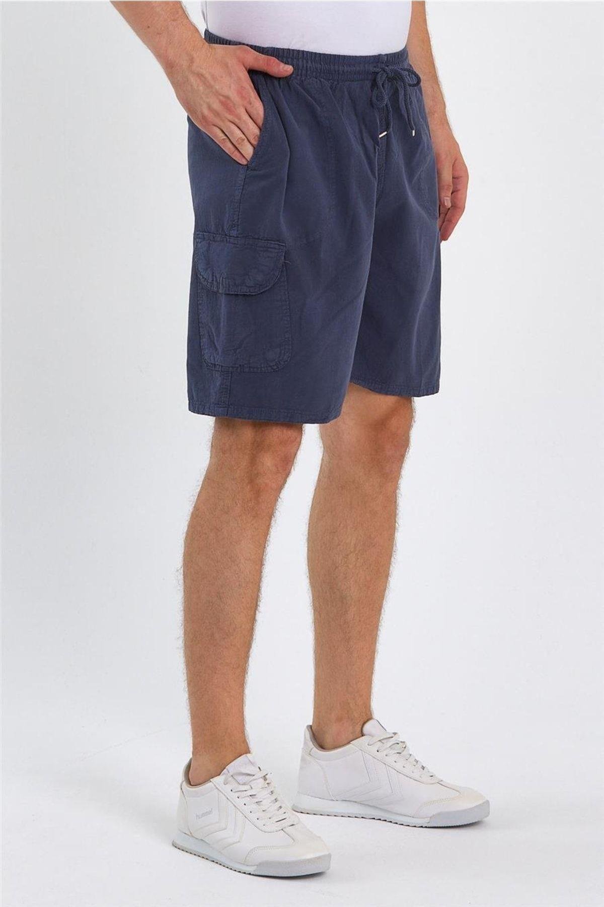 TARZ COOLŞort & BermudaCREPESRT01Erkek Siyah Kargo Cepli Regular Bağcıklı Keten Şort-crepesrt01r02s