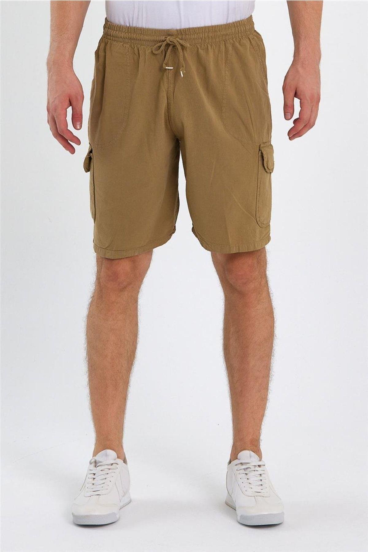 TARZ COOLŞort & BermudaCREPESRT01Erkek Siyah Kargo Cepli Regular Bağcıklı Keten Şort-crepesrt01r02s