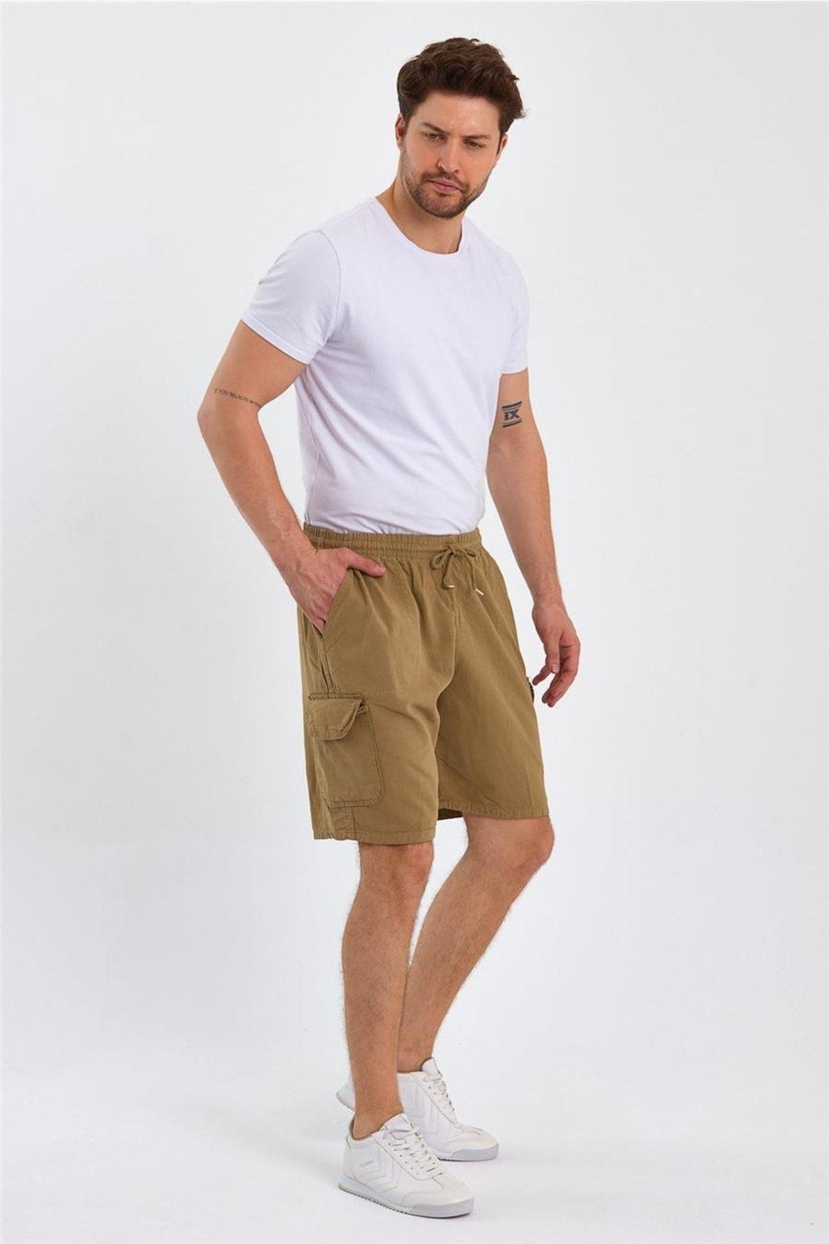 TARZ COOLŞort & BermudaCREPESRT01Erkek Siyah Kargo Cepli Regular Bağcıklı Keten Şort-crepesrt01r02s