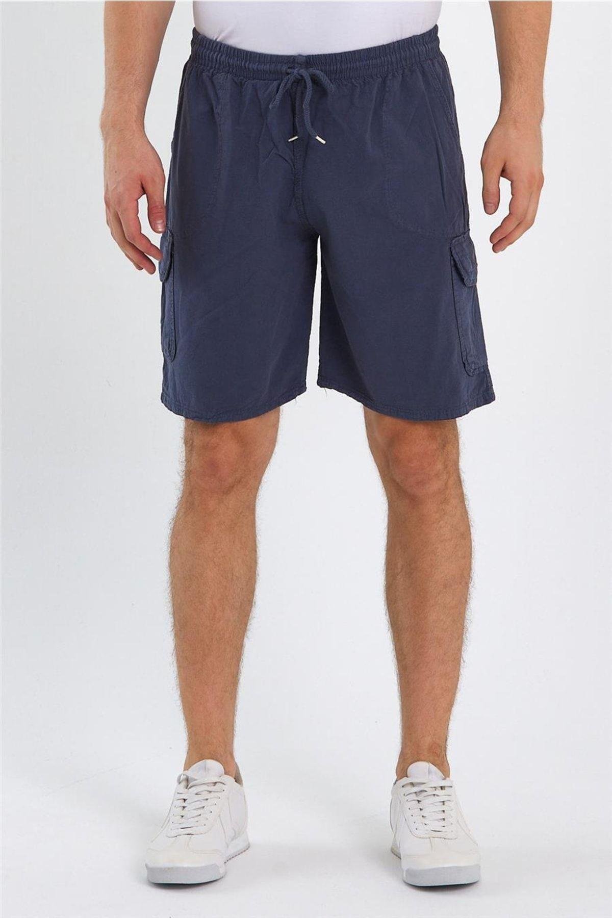 TARZ COOLŞort & BermudaCREPESRT01Erkek Siyah Kargo Cepli Regular Bağcıklı Keten Şort-crepesrt01r02s