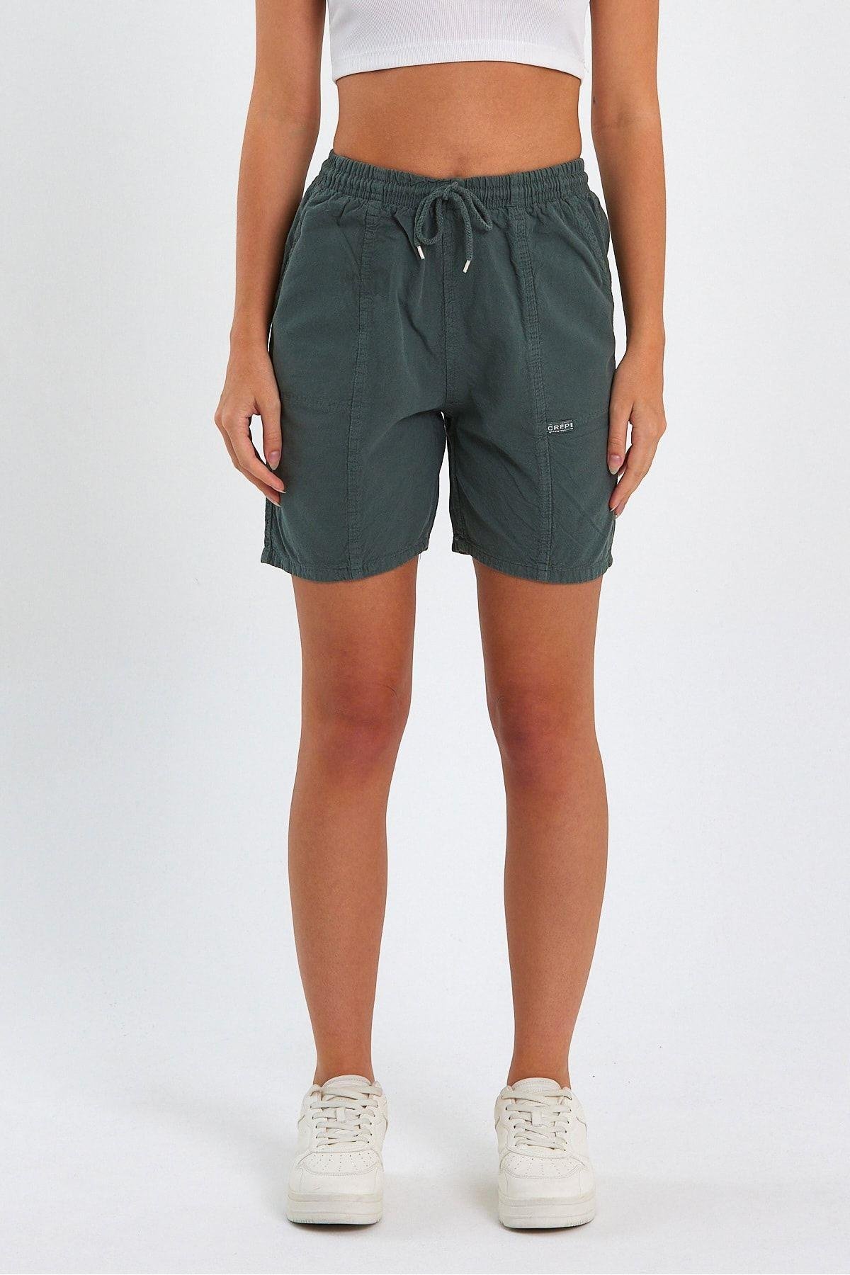 TARZ COOLŞort & BermudaCREWEKDNSRT01Kadın Kırmızı Rahat Kesim Keten Şort