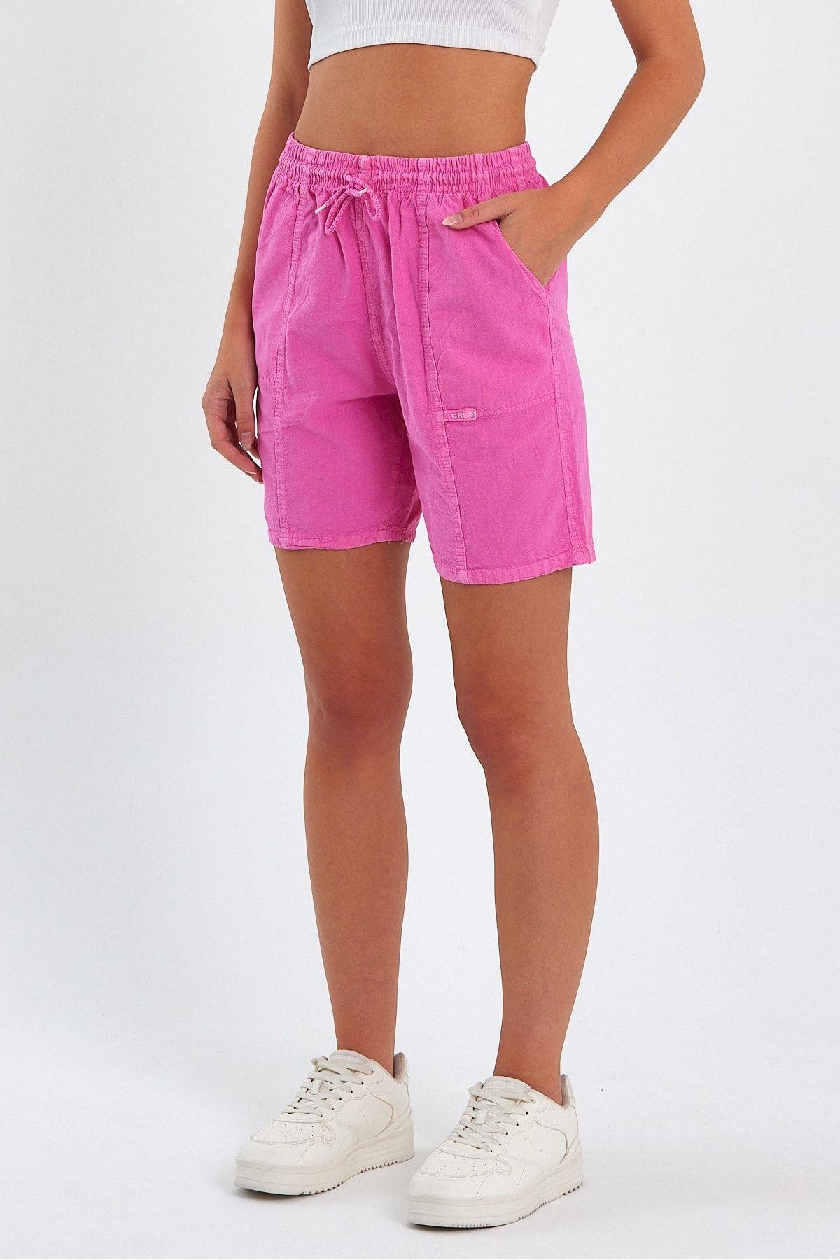 TARZ COOLŞort & BermudaCREWEKDNSRT01Kadın Kırmızı Rahat Kesim Keten Şort