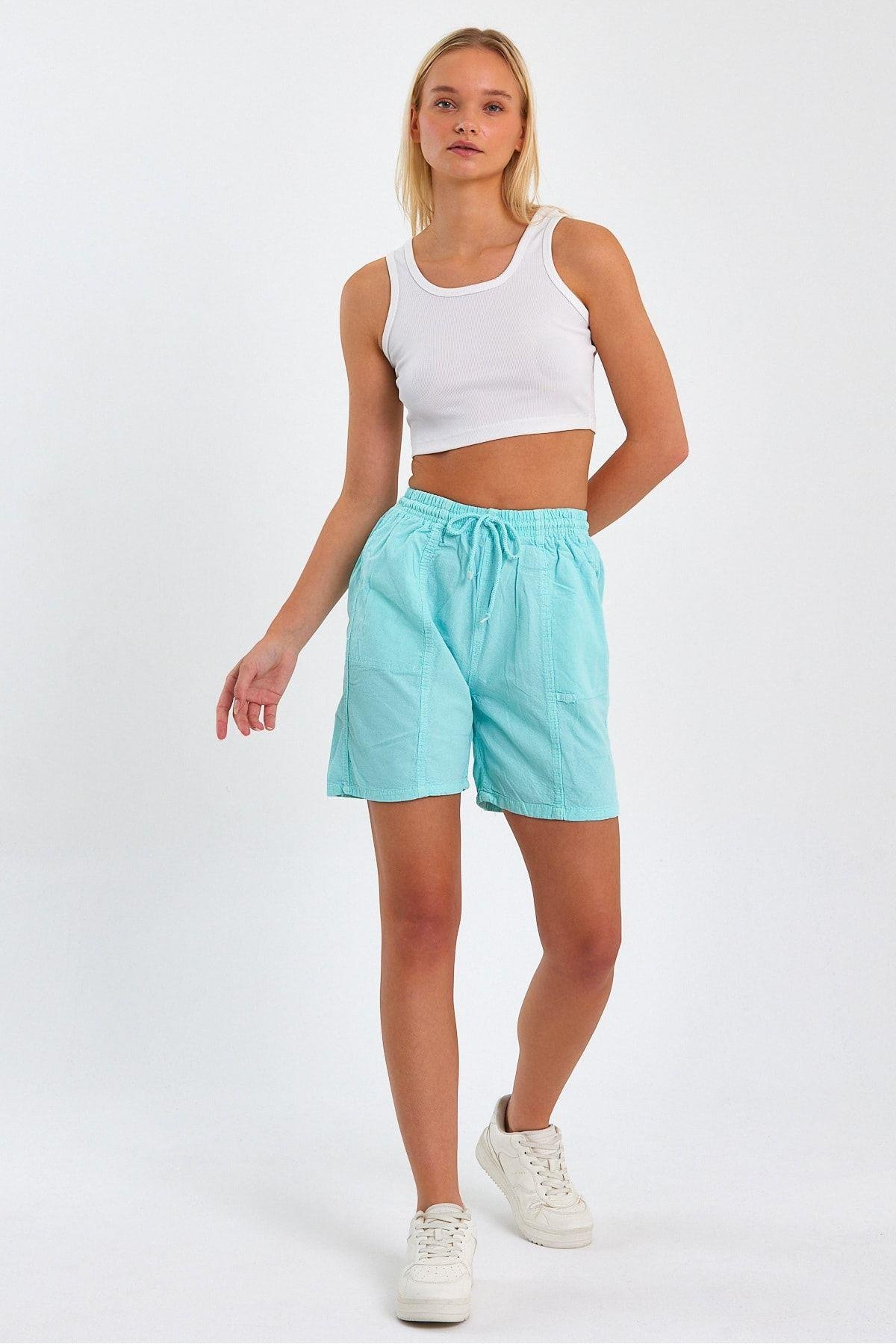 TARZ COOLŞort & BermudaCREWEKDNSRT01Kadın Kırmızı Rahat Kesim Keten Şort