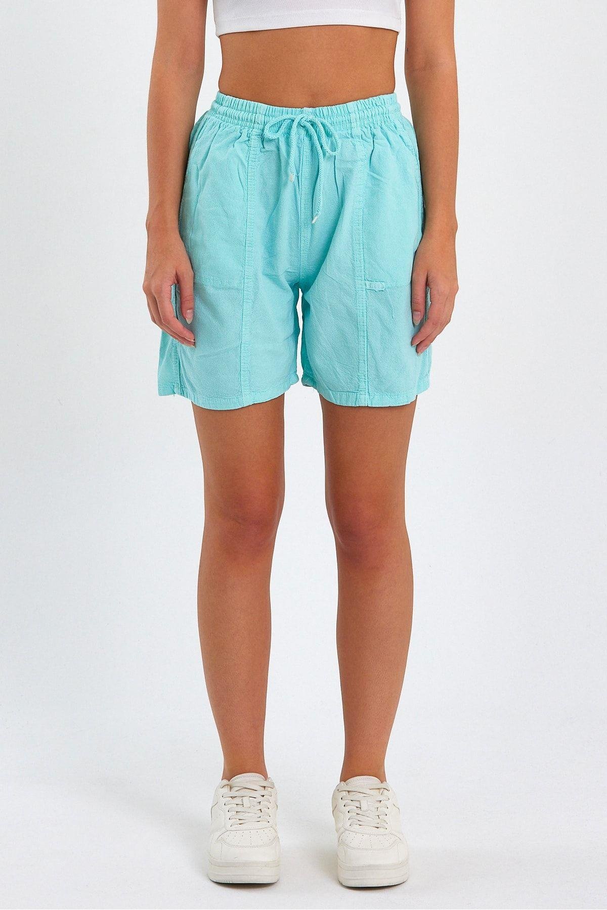 TARZ COOLŞort & BermudaCREWEKDNSRT01Kadın Kırmızı Rahat Kesim Keten Şort