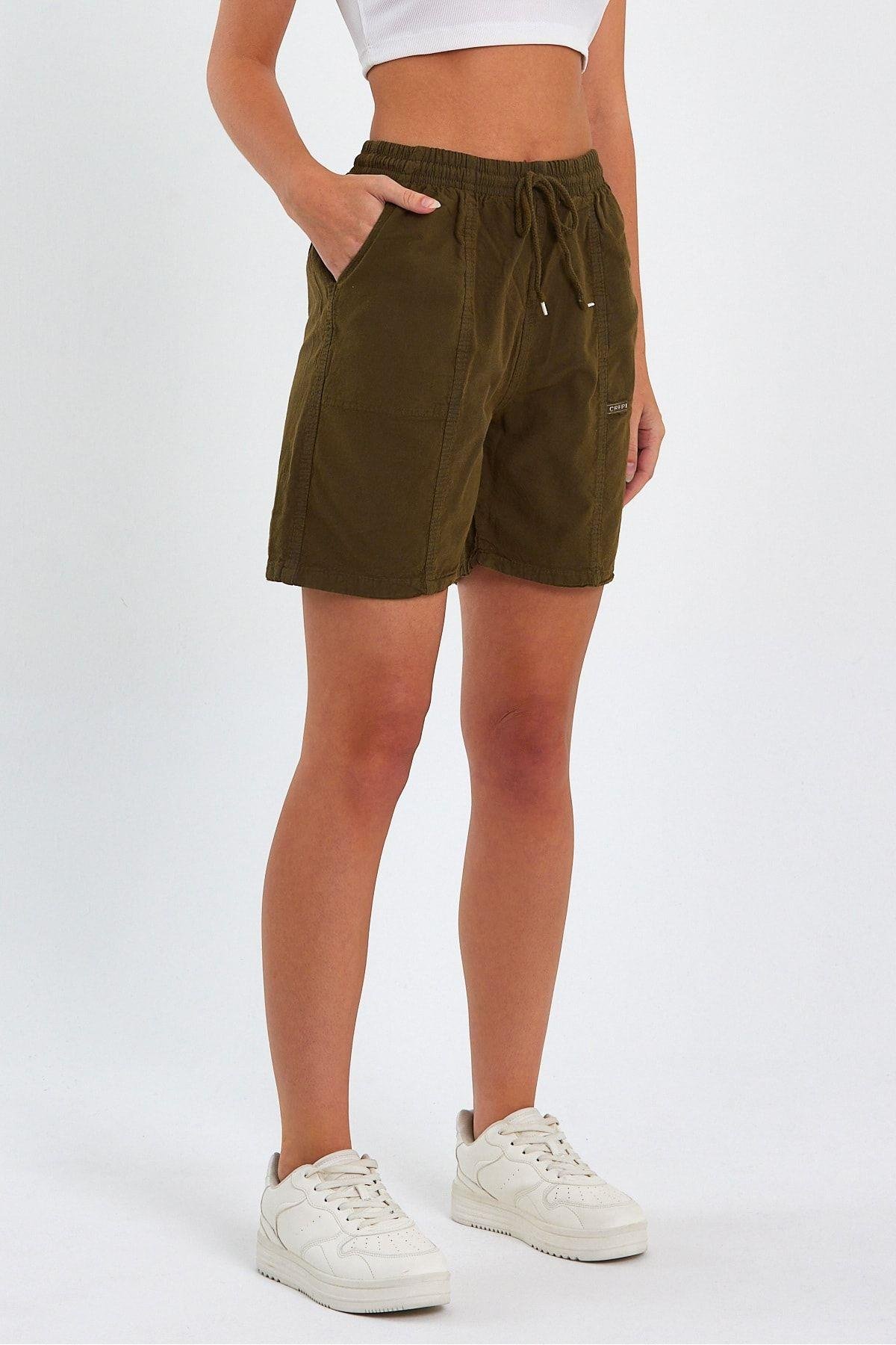 TARZ COOLŞort & BermudaCREWEKDNSRT01Kadın Kırmızı Rahat Kesim Keten Şort