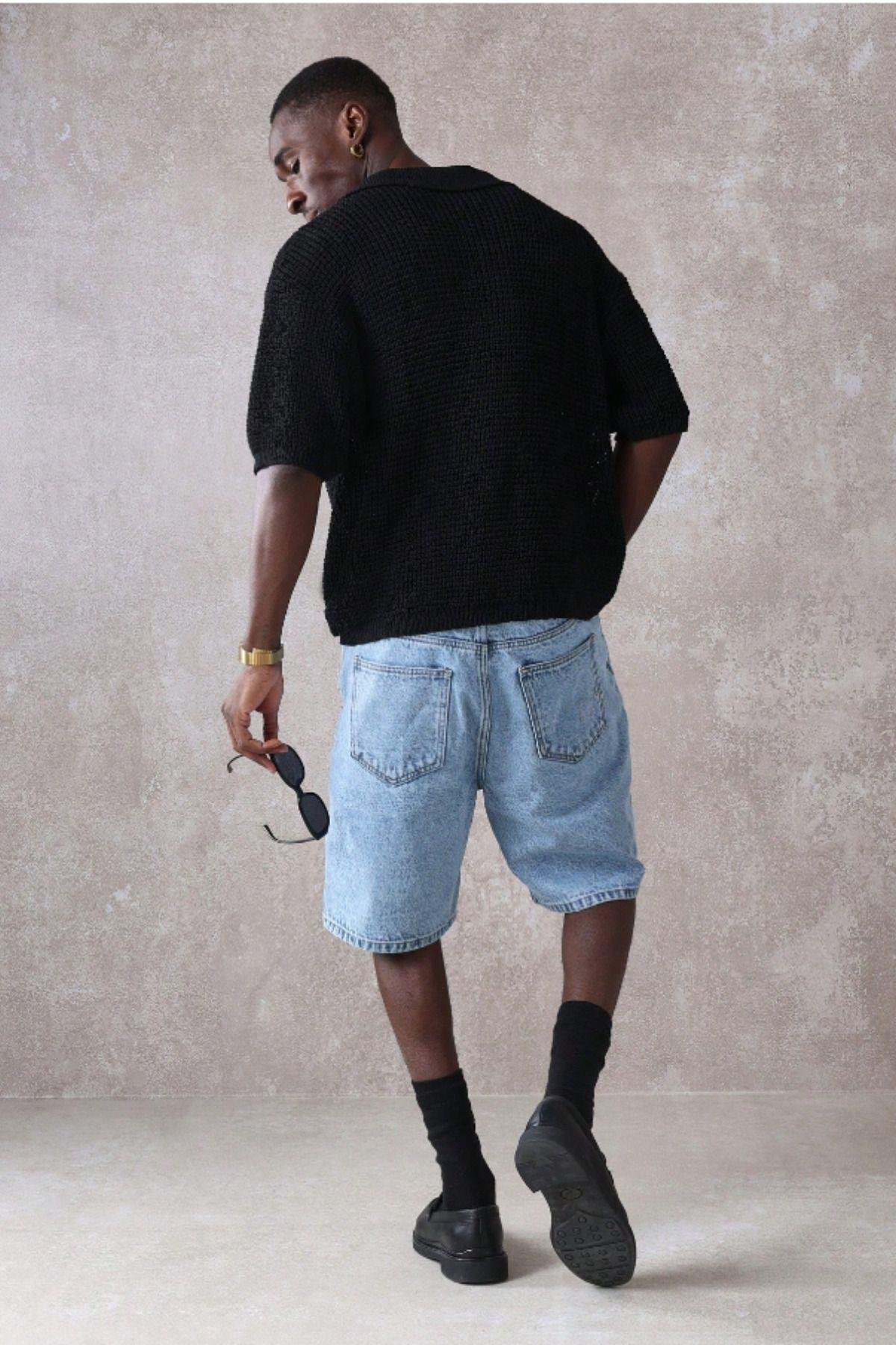 TARZ COOLŞort & BermudaSRSBSRT025Erkek Baggy Fit Kot Şort Antrasit