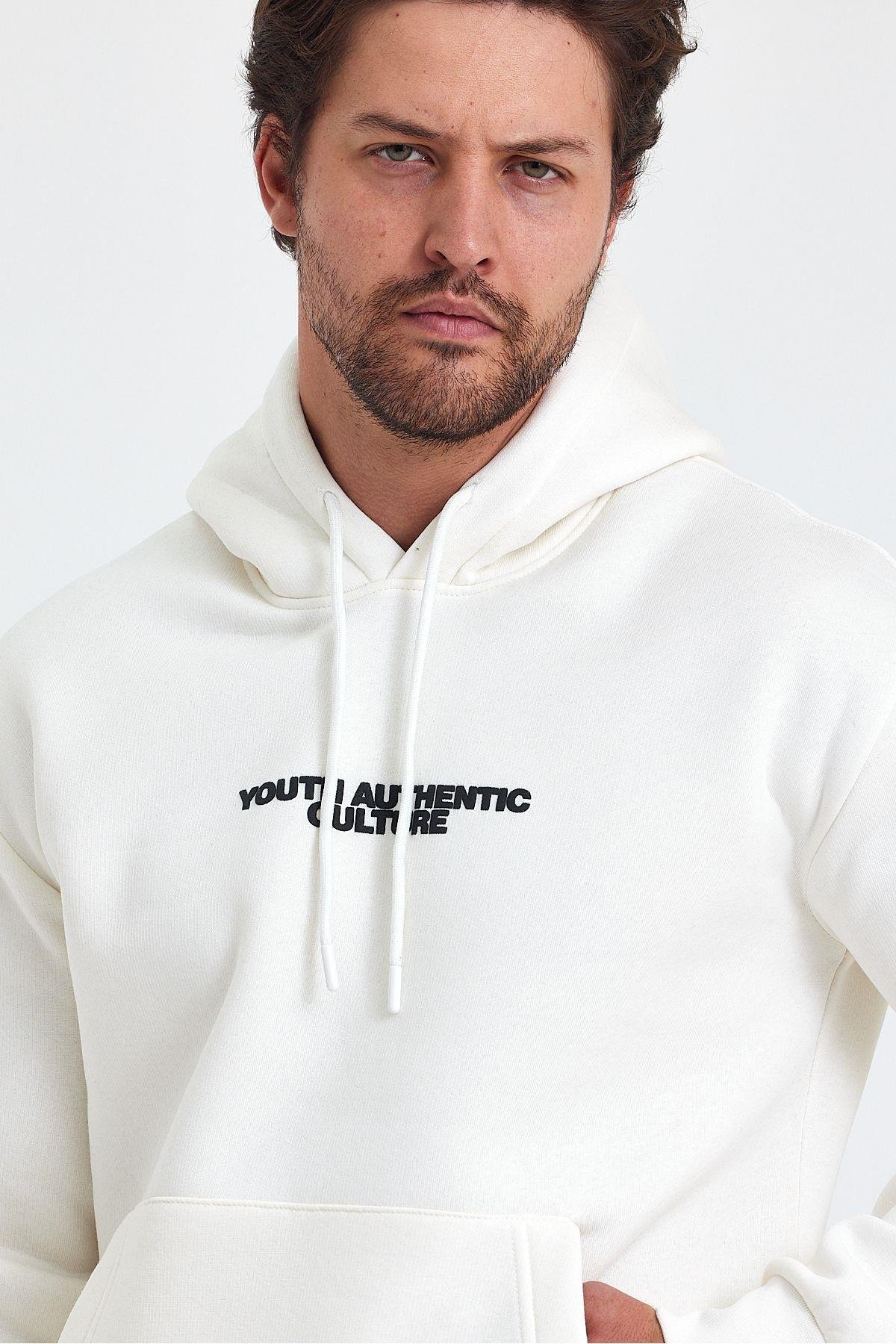 TARZ COOLSweatshirtCULTURESWT01Erkek Ön Ve Arka Baskılı 3 İplik Şardonlu Kapüşonlu Sweatshirt