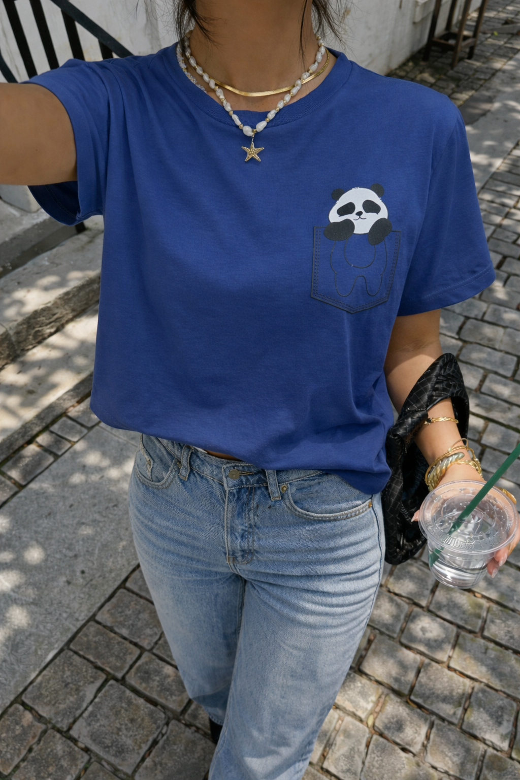 Tarz CoolT-shirtKPNDATST026-BY-XLPanda Baskılı Unisex Basic Tişört – Rahat Kesim Günlük Stil