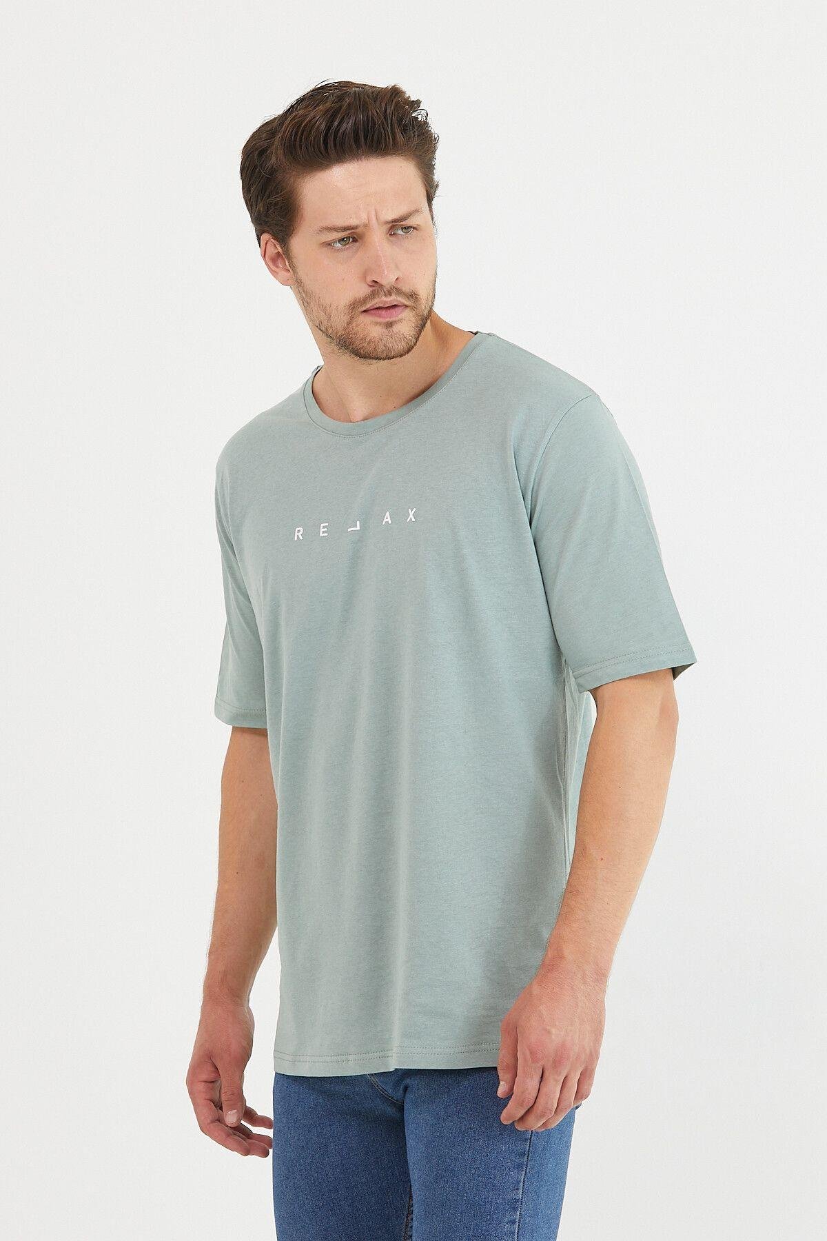 TARZ COOLT-ShirtRLXTSErkek Krem Relax Baskılı Slim Fit T-shirt-rlxtsr26s