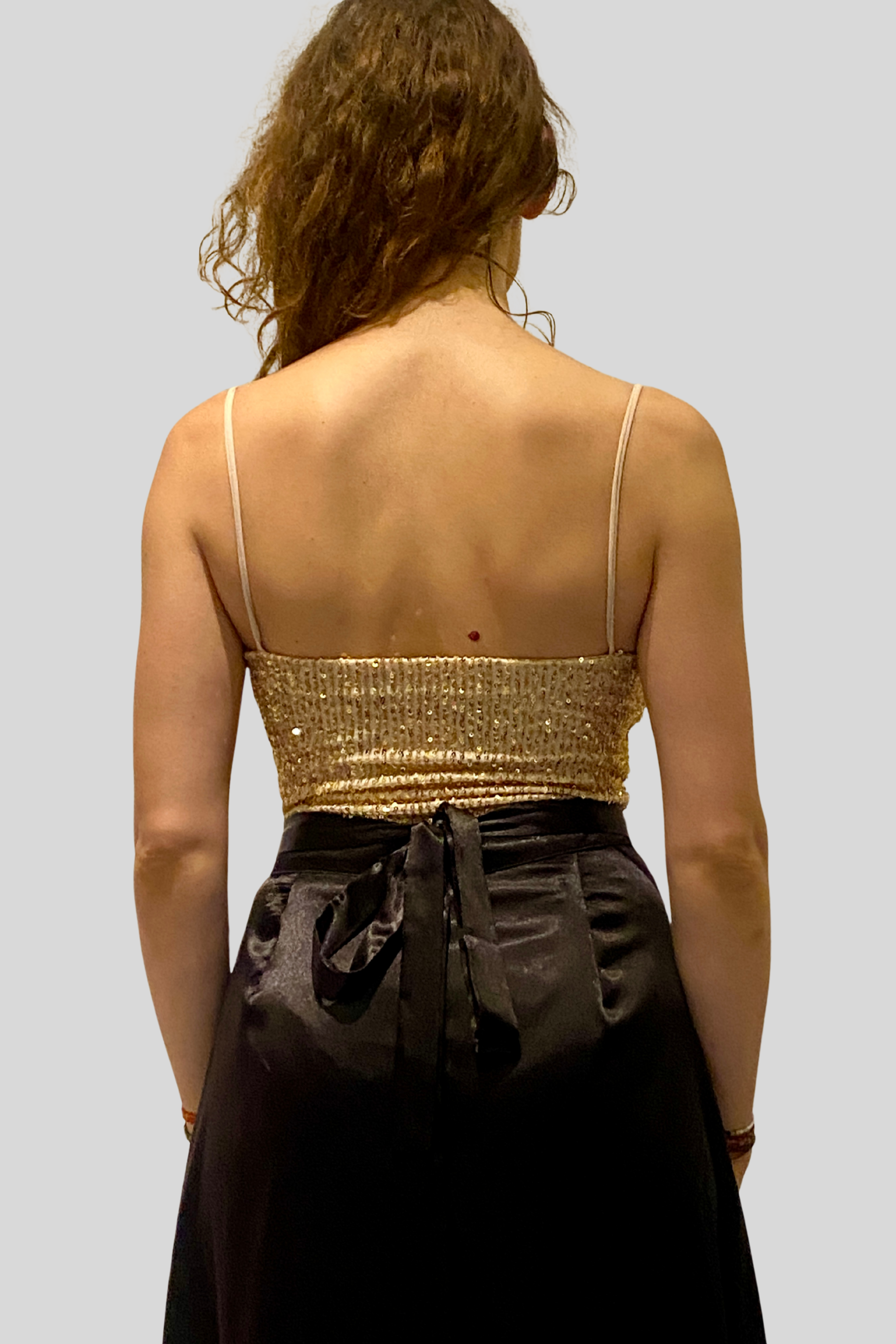 Black Satin Wrap-Over Tango Skirt  