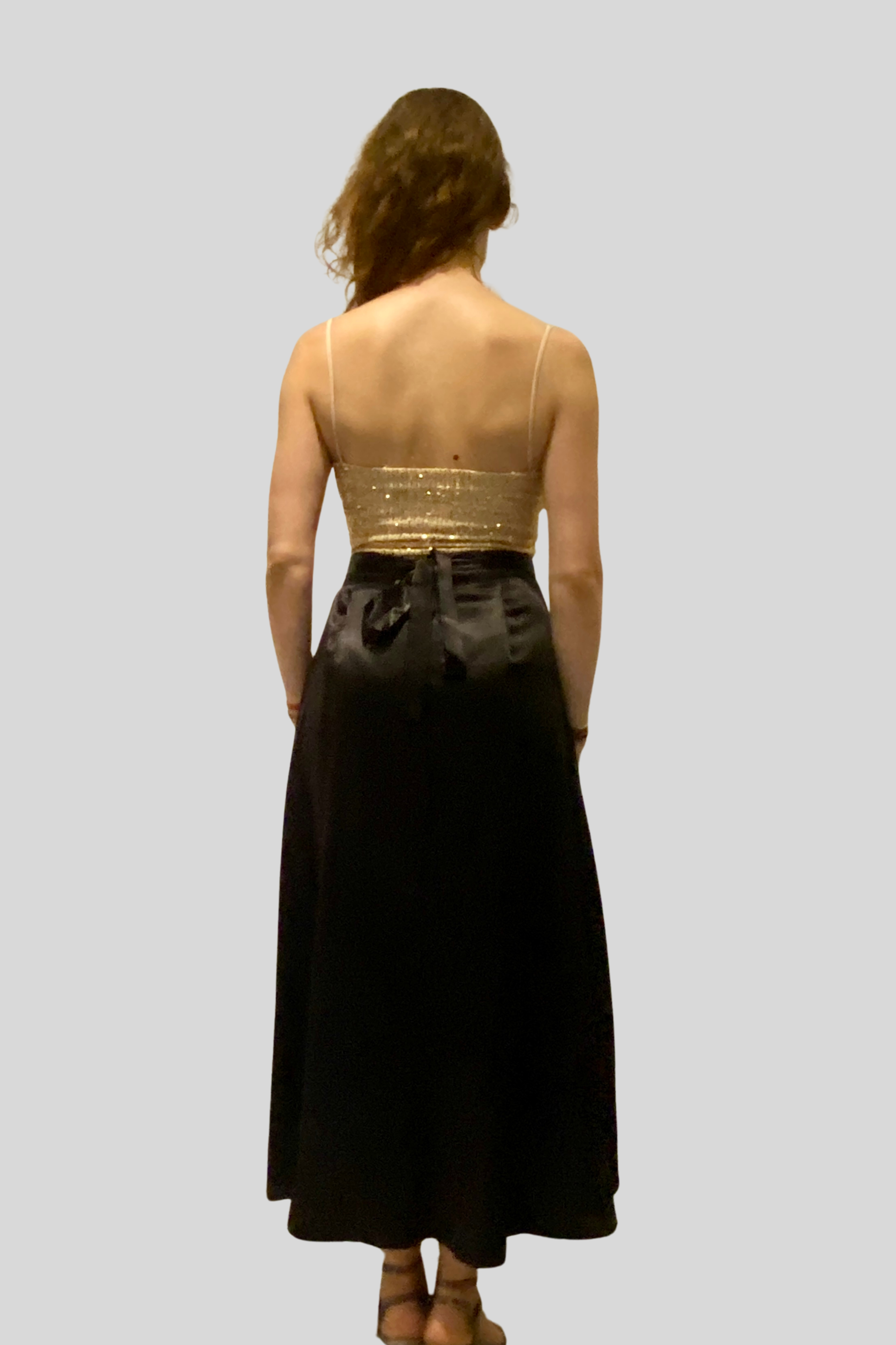 Black Satin Wrap-Over Tango Skirt  