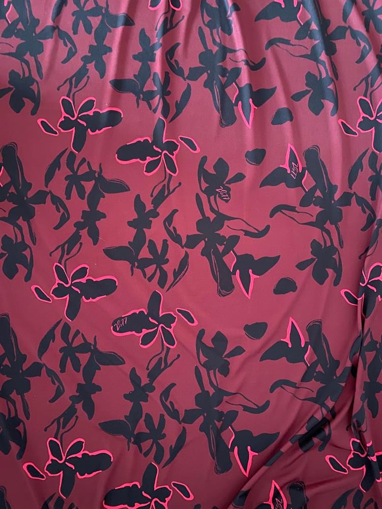 Burgundy & Little Pinky Printed in Cotton Lycra