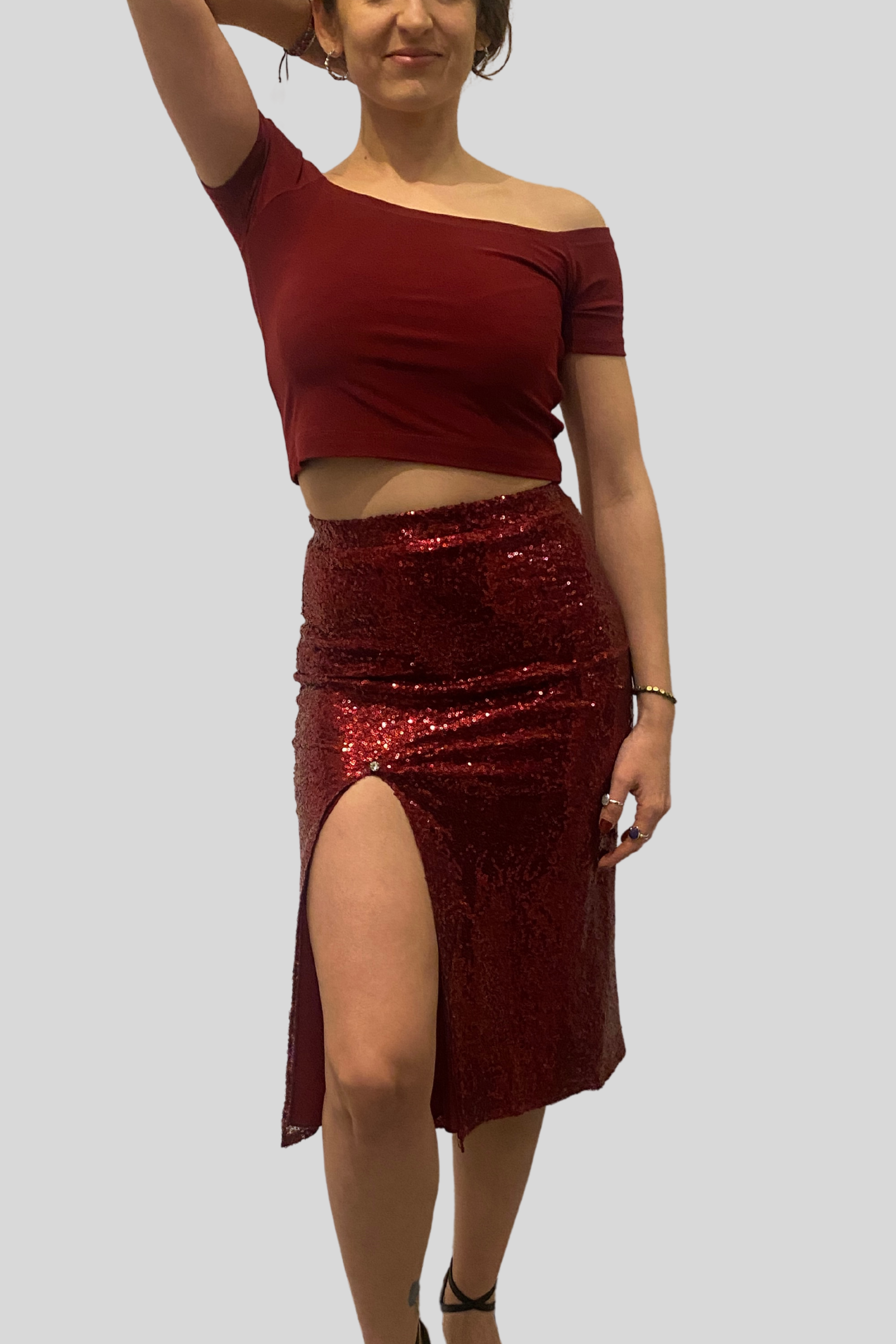 Burgundy Open Sholuder Tango Top Diana