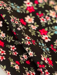 Flowers with Black Color Printed Cotton Lycra - Ks