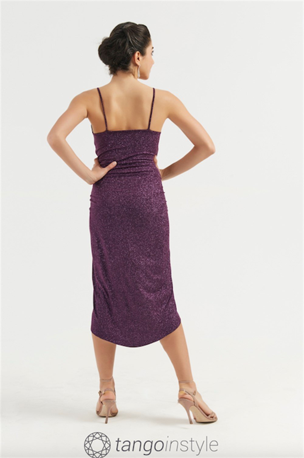 İnce Askılı Eteği Kruvaze Elbise No1