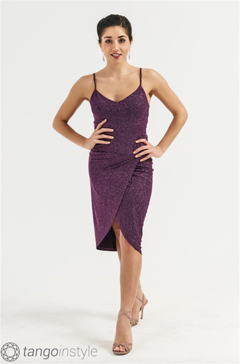 İnce Askılı Eteği Kruvaze Elbise No1