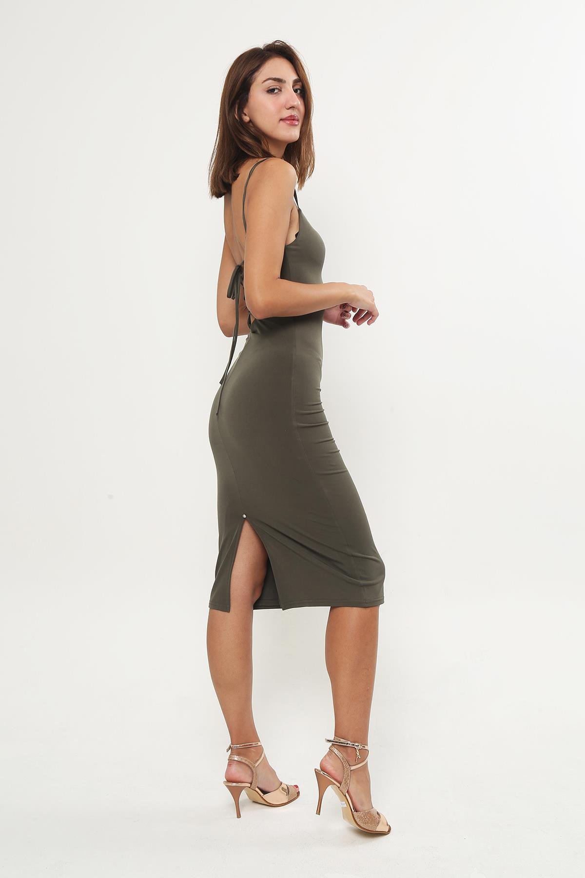 Olive Green Cotton Lycra Tango Dress Beatrix