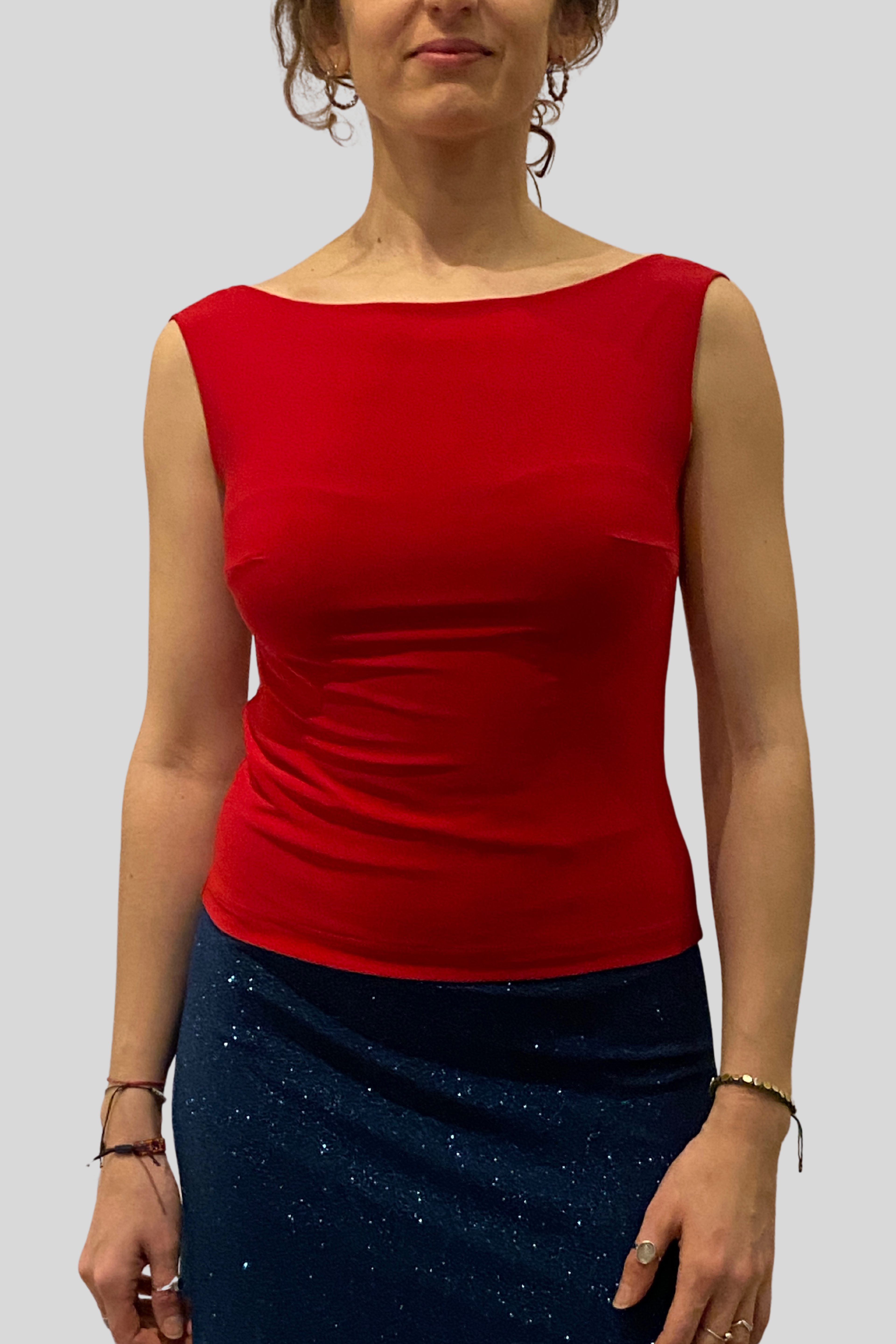 Red Cotton Lycra Tango Top  No3