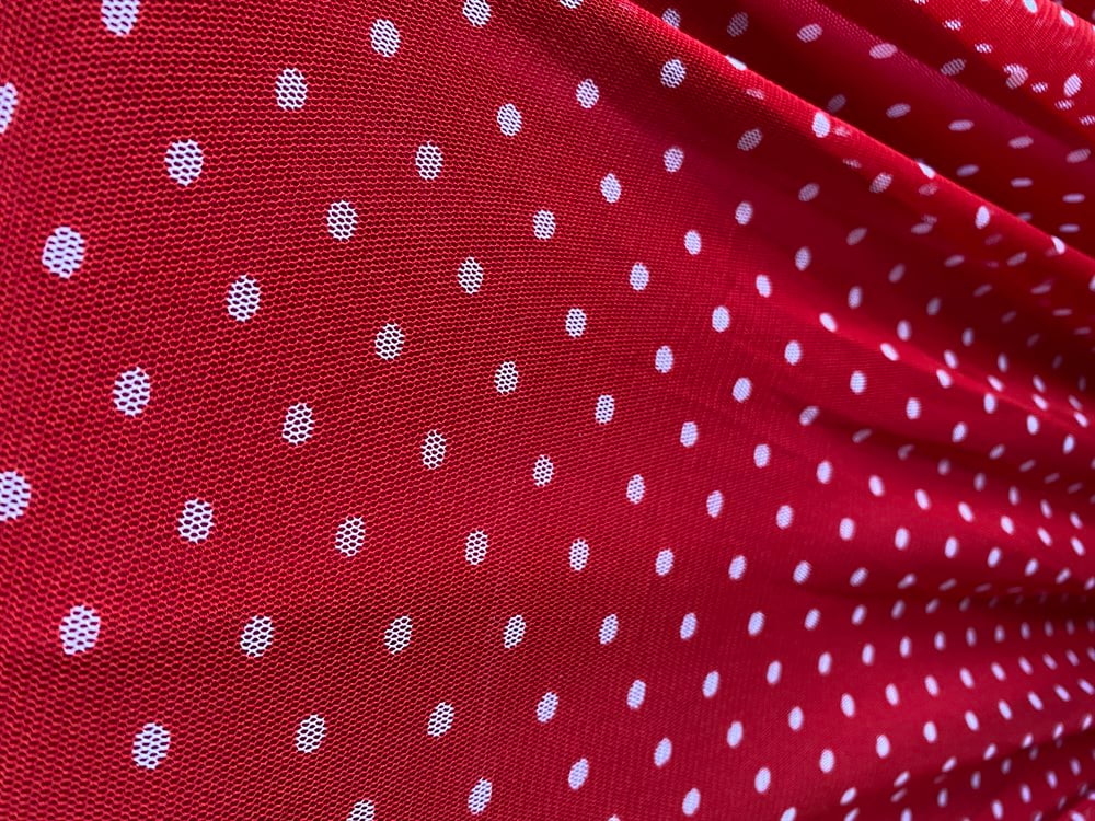 Red & White Polka Dots Tulle