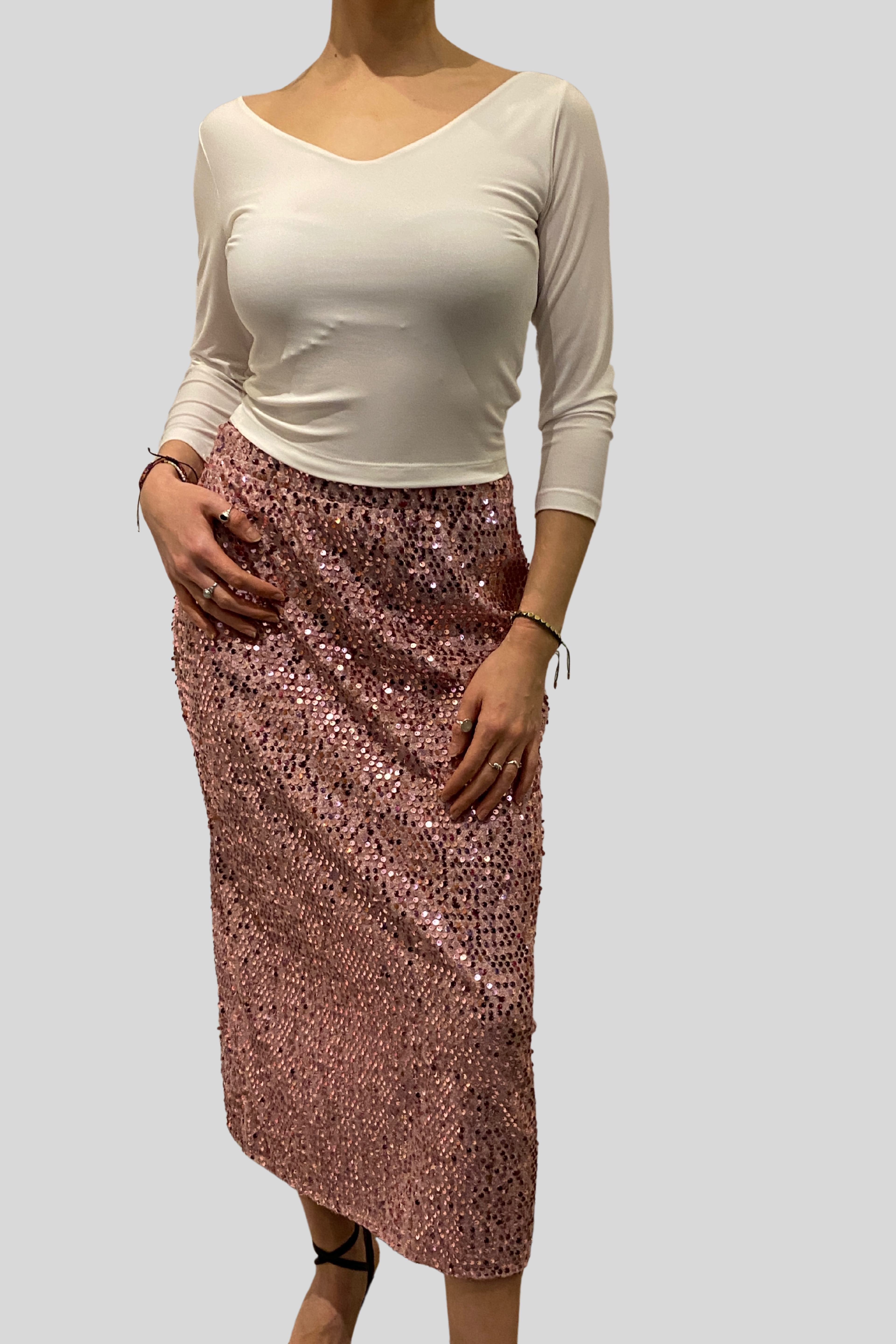 Sequin SlimFit Tango Skirt with Back Slid