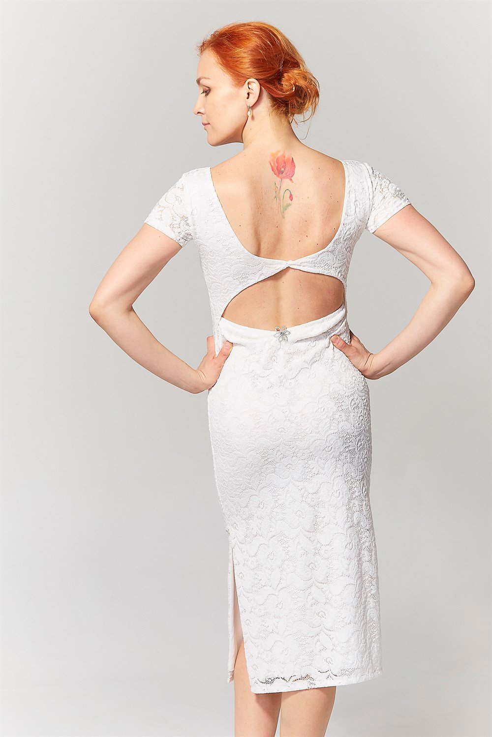 Sırt Detaylı Likra Dantel Elbise Mariposa