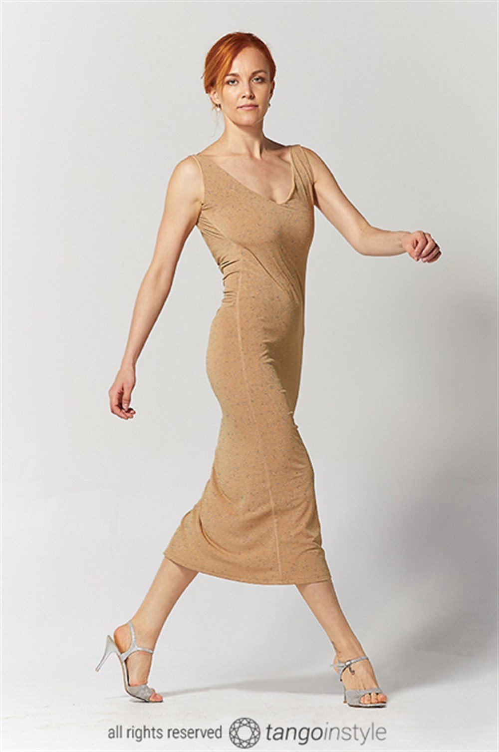 Sırtı Degaje Dore Parlak Elbise Glen