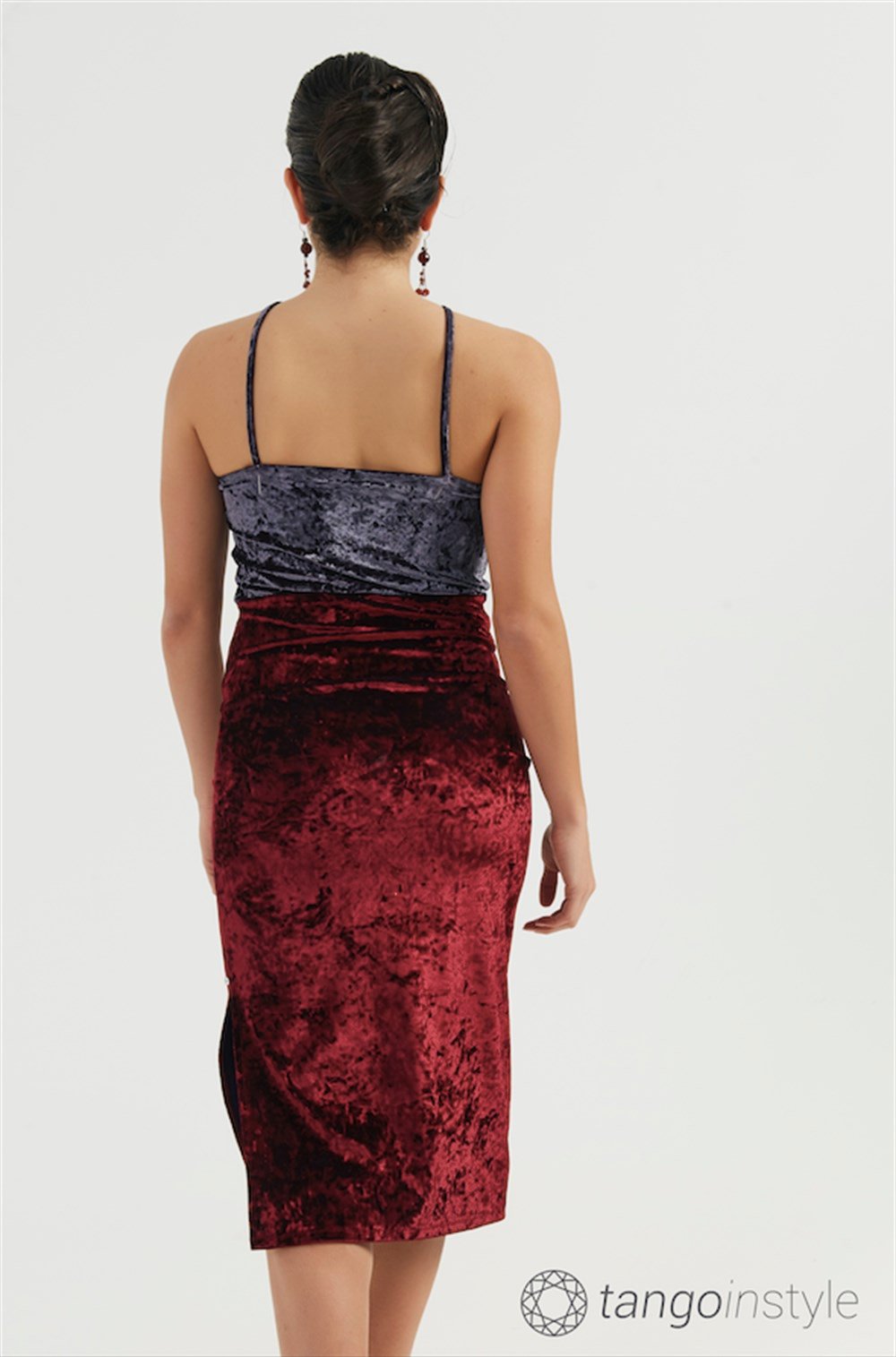 Kadife İp Askılı Elbise Amy