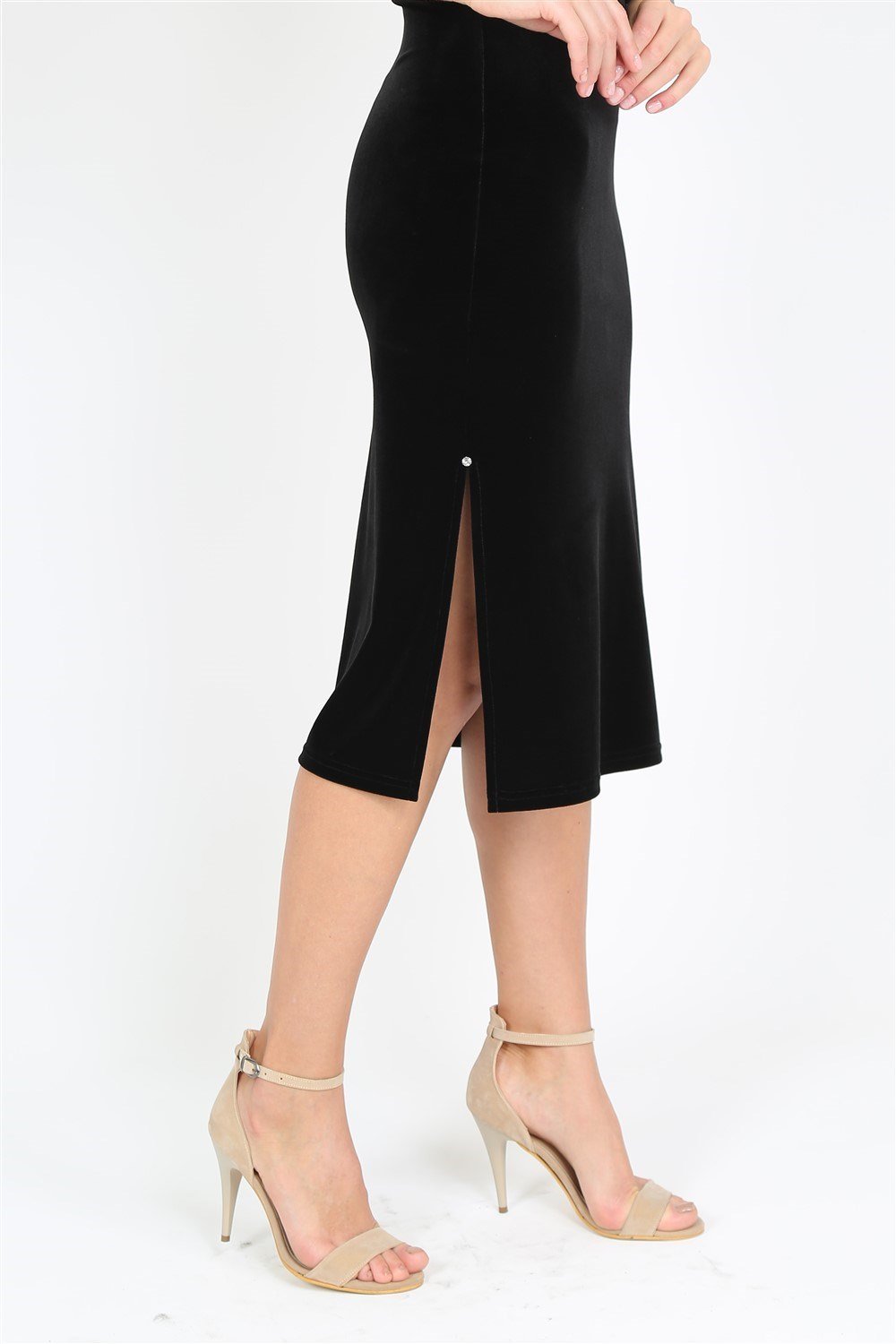 Tek Omuz Kadife Detaylı Elbise No2-B