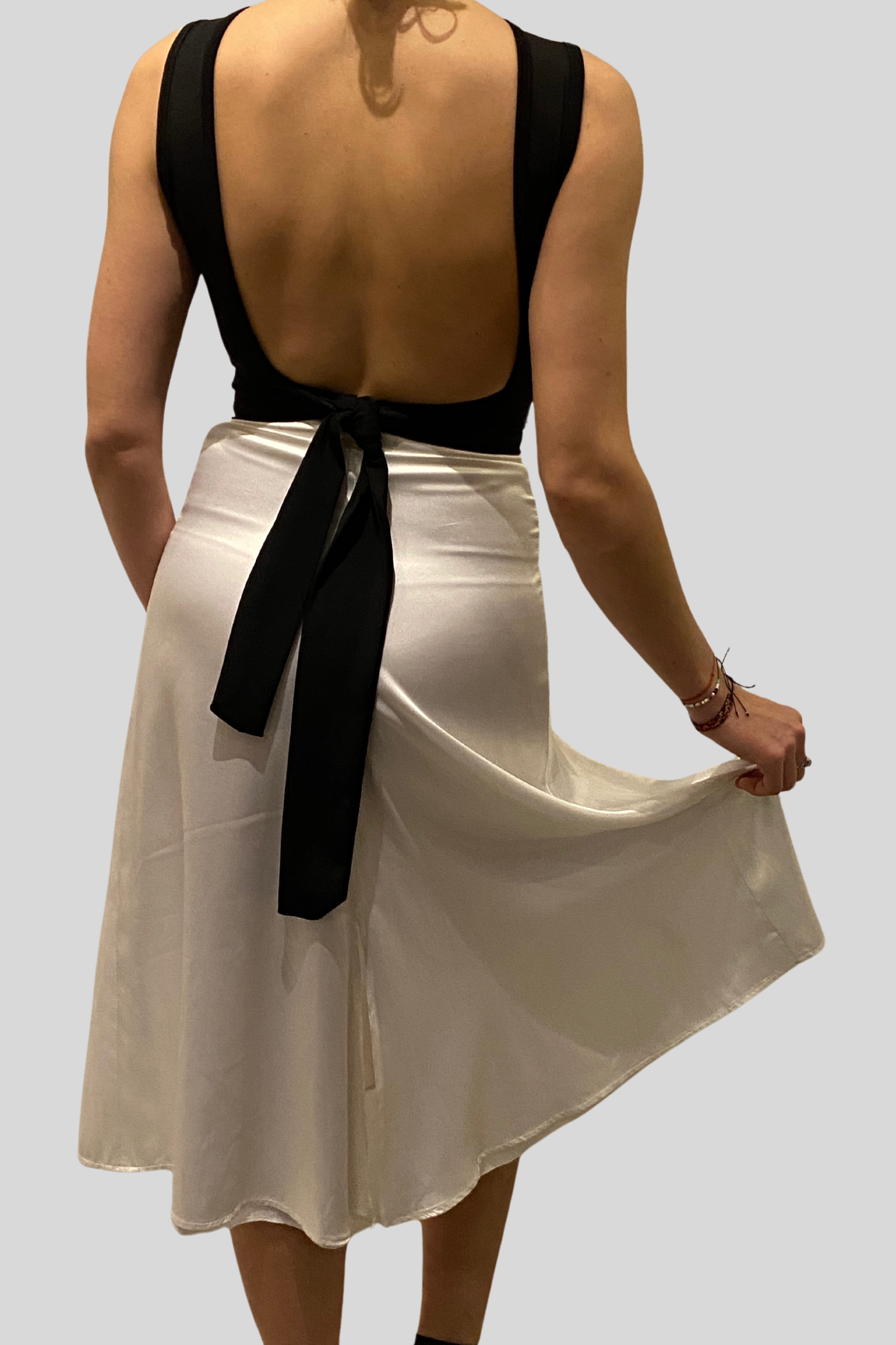 Whitw Satin Flared Skirt
