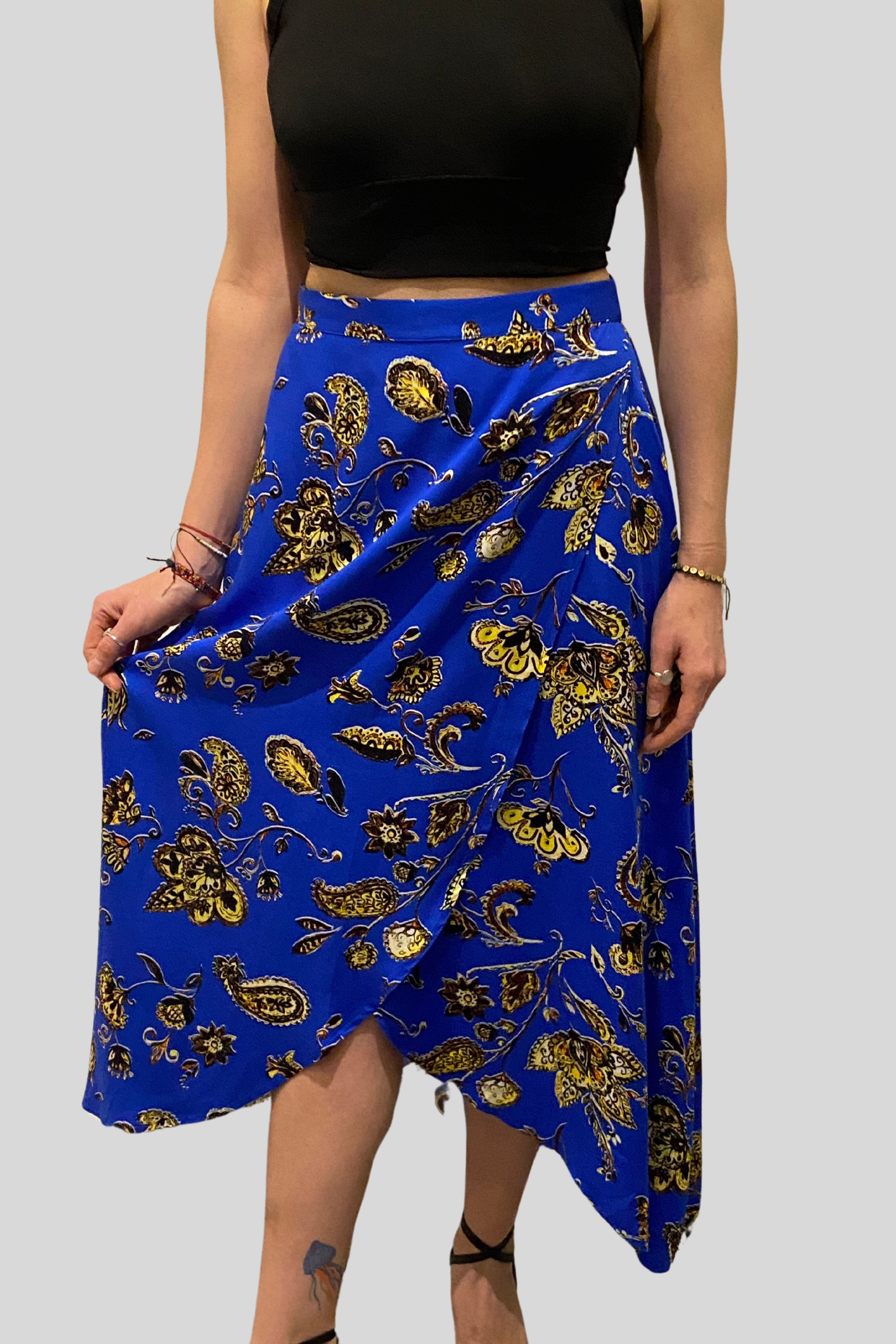Wrap-Over Flared Skirt